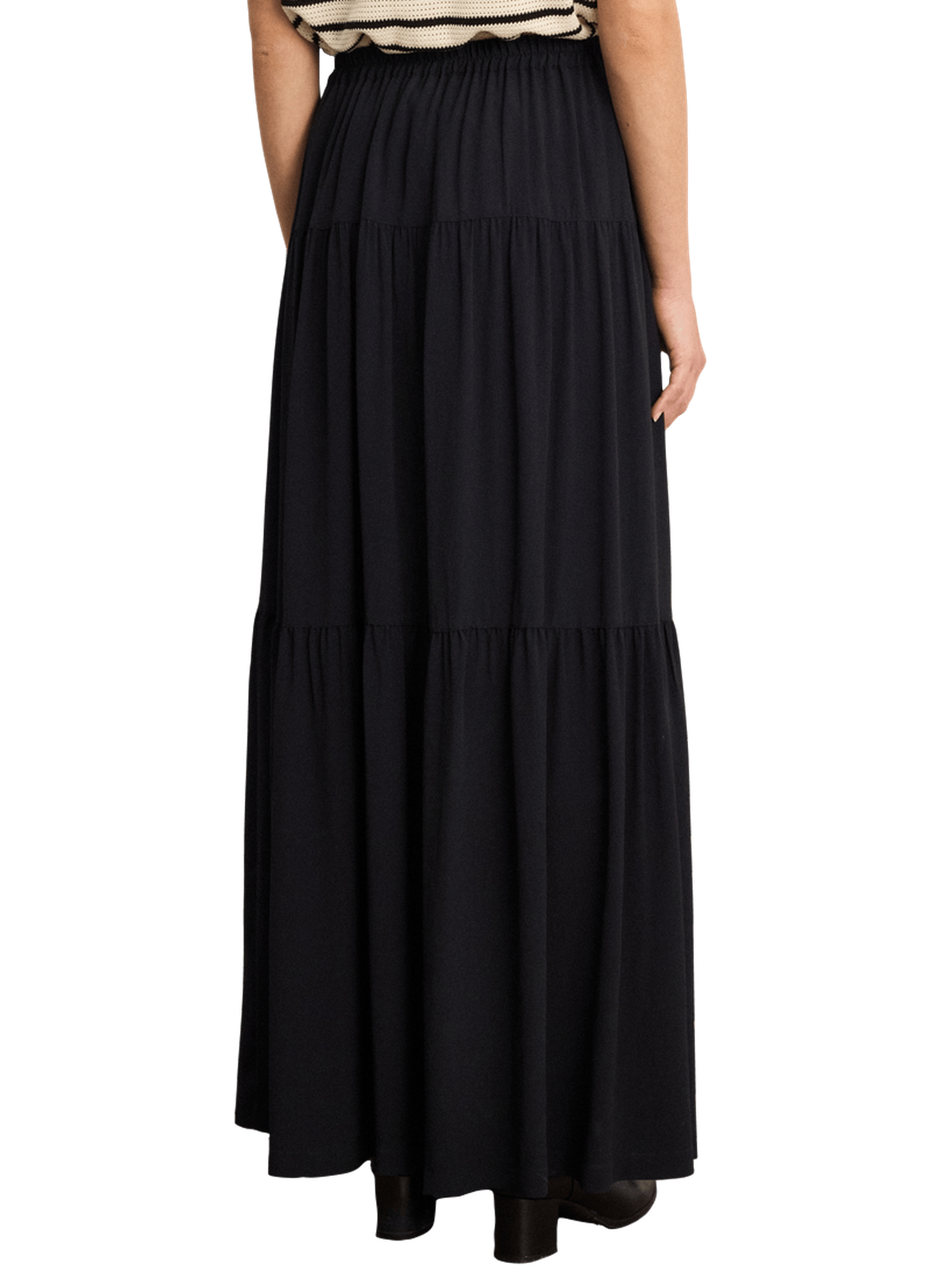 Jupe longue boutonnée à volants - naela PABLO Noir