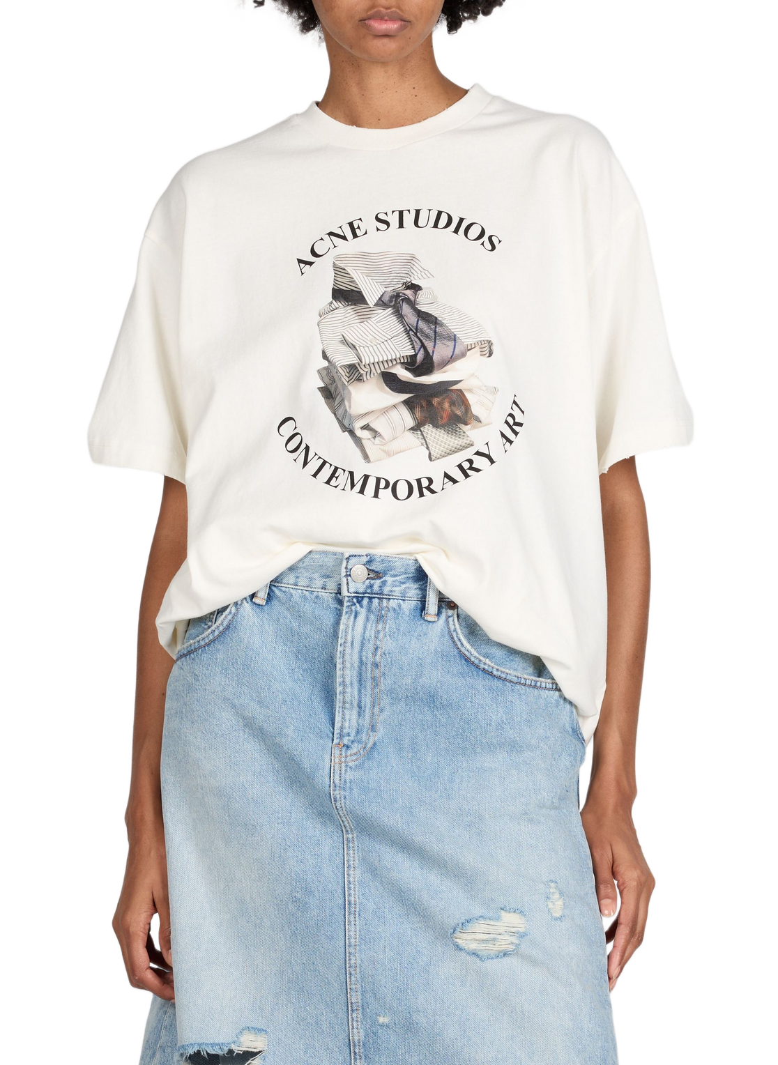 T-shirt oversize imprimé à col rond en coton organique ACNE STUDIOS Multicolore