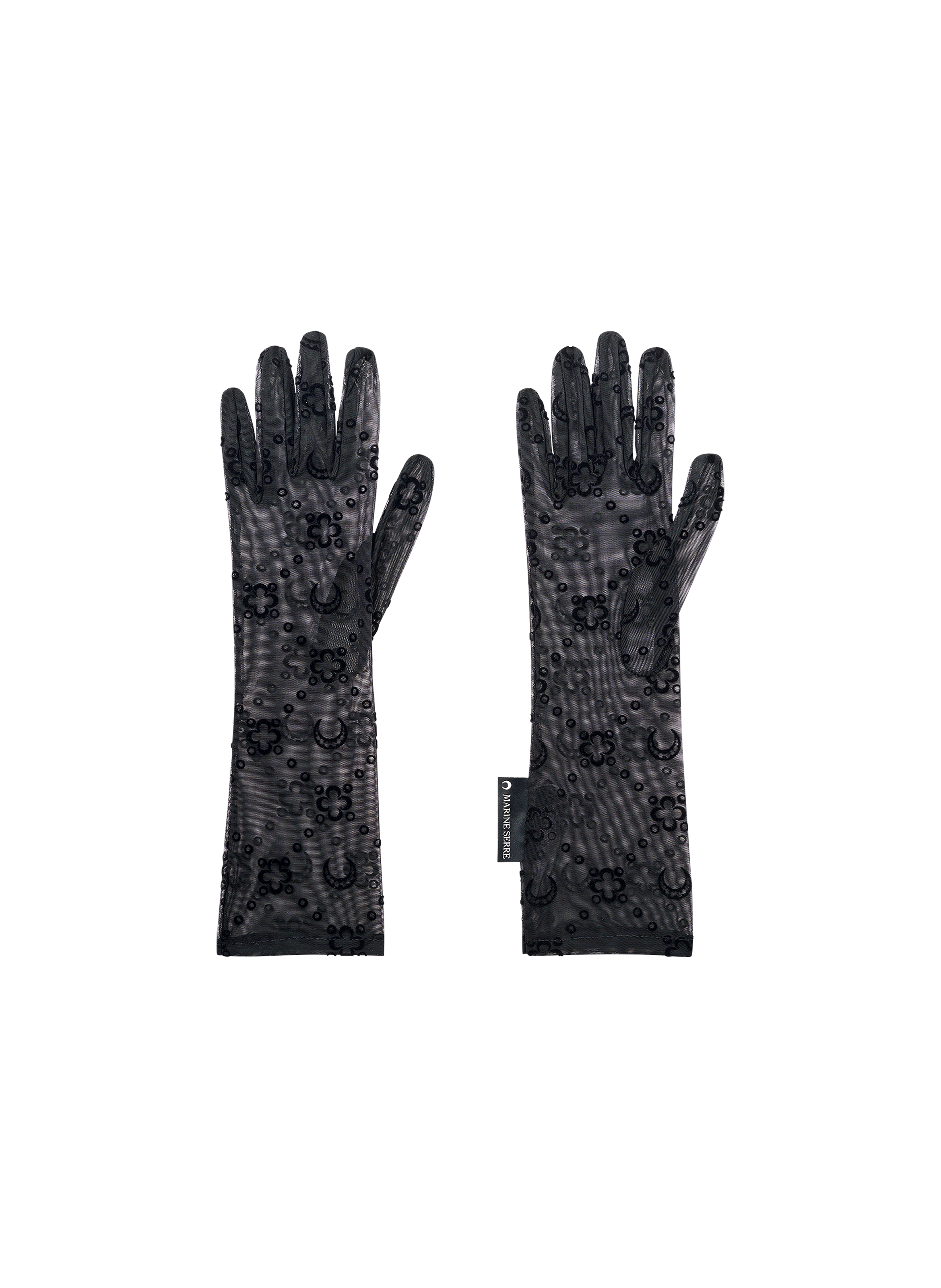 Gants courts moonogram mesh flocké MARINE SERRE Noir
