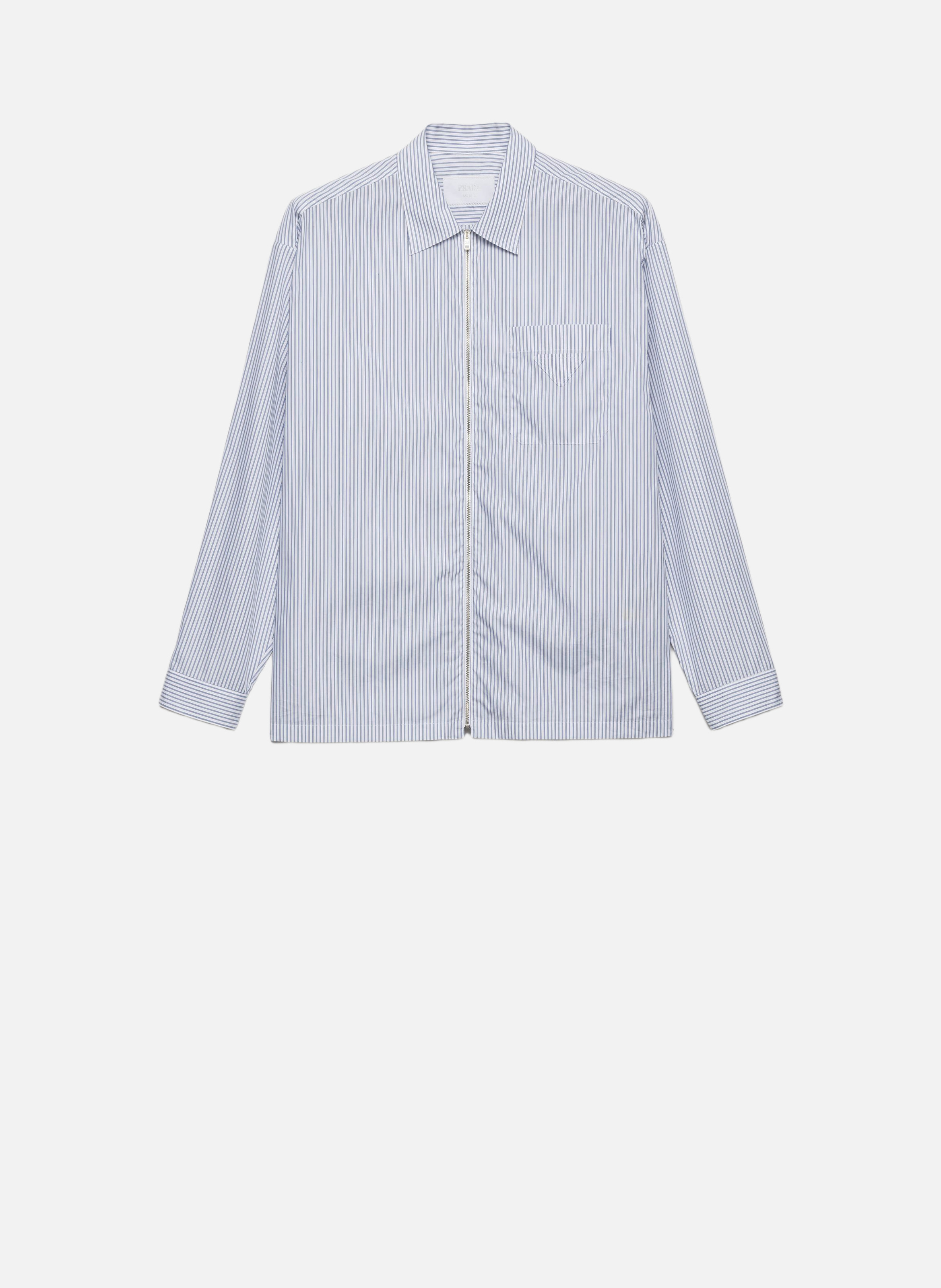 Chemise en coton avec fermeture à glissière PRADA Bleu