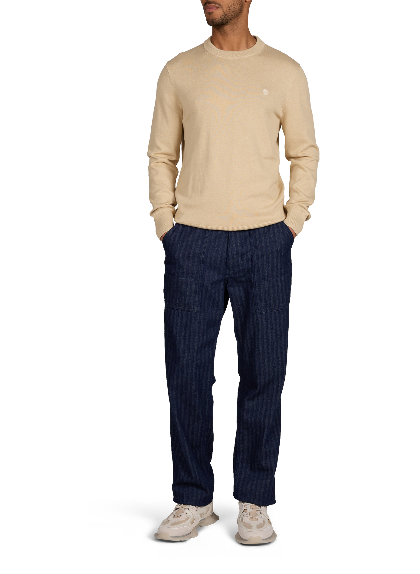 Pull col rond en coton  TIMBERLAND Beige