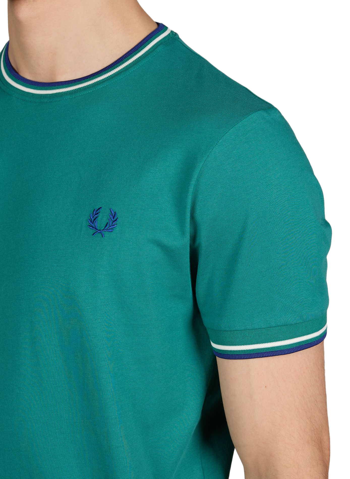 T-shirt uni à col rond en coton FRED PERRY Vert
