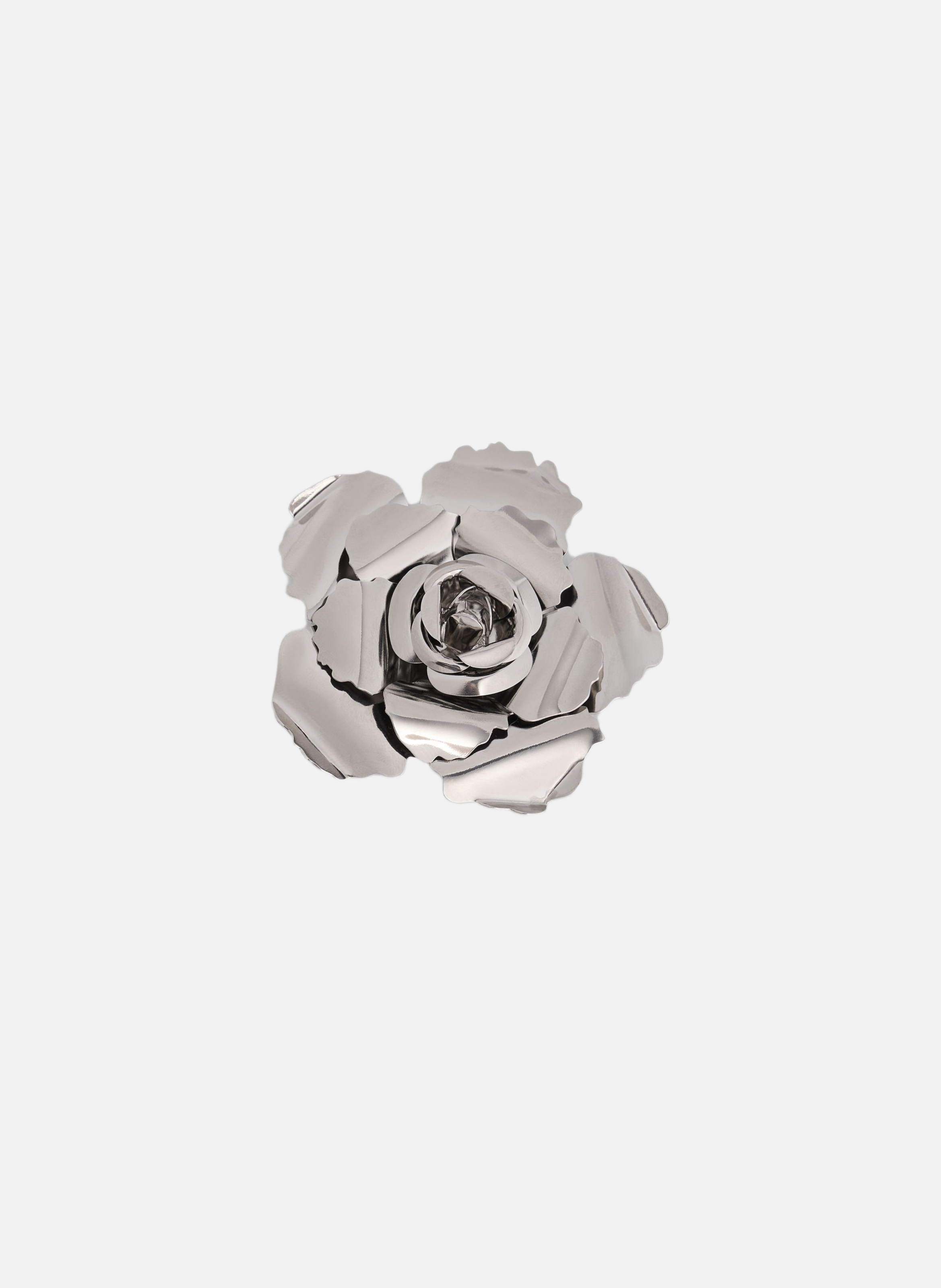 Barrette fleur en métal RABANNE Argent