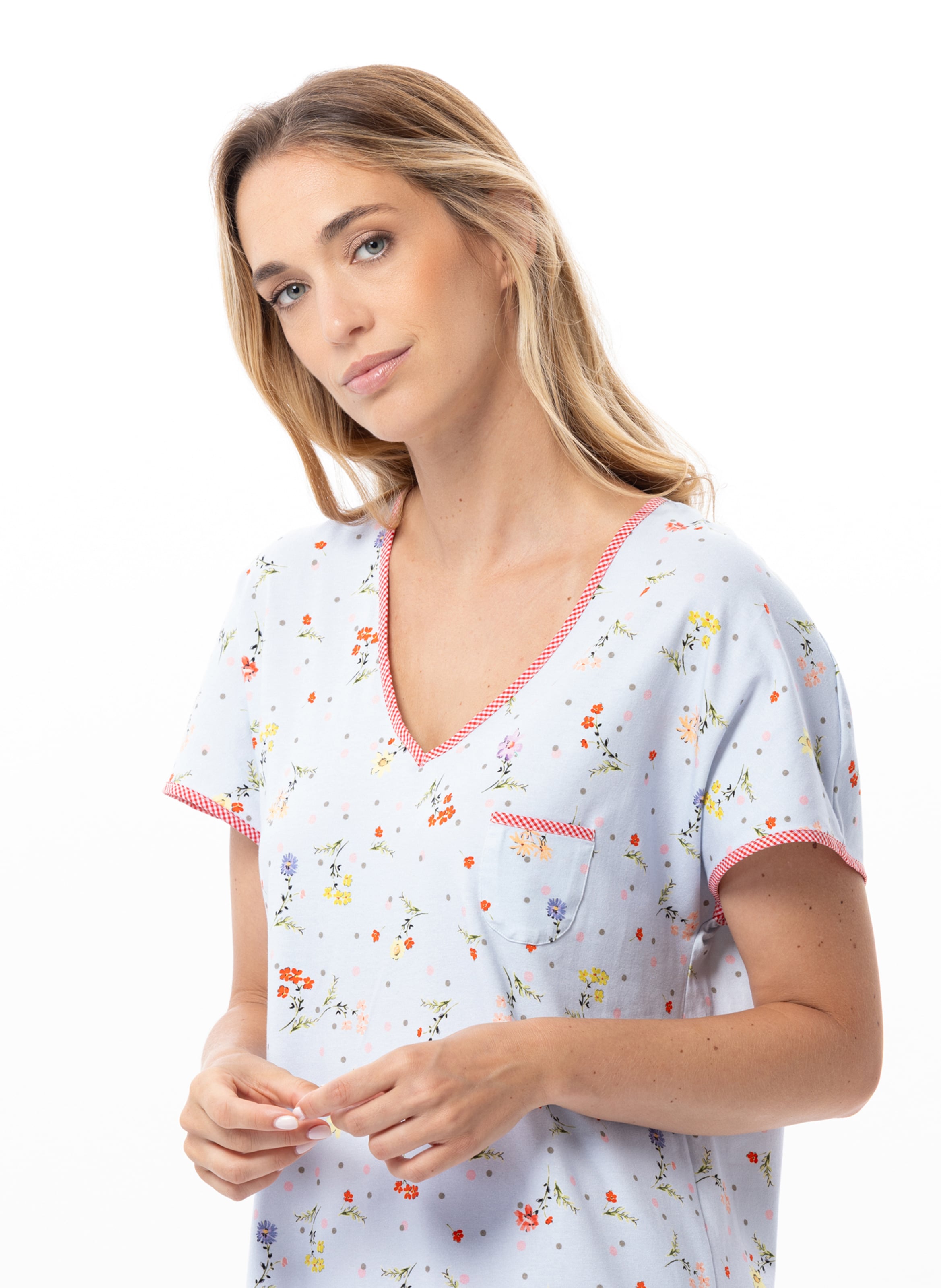 Chemise de nuit en coton daisy 201 LE CHAT Multicolore