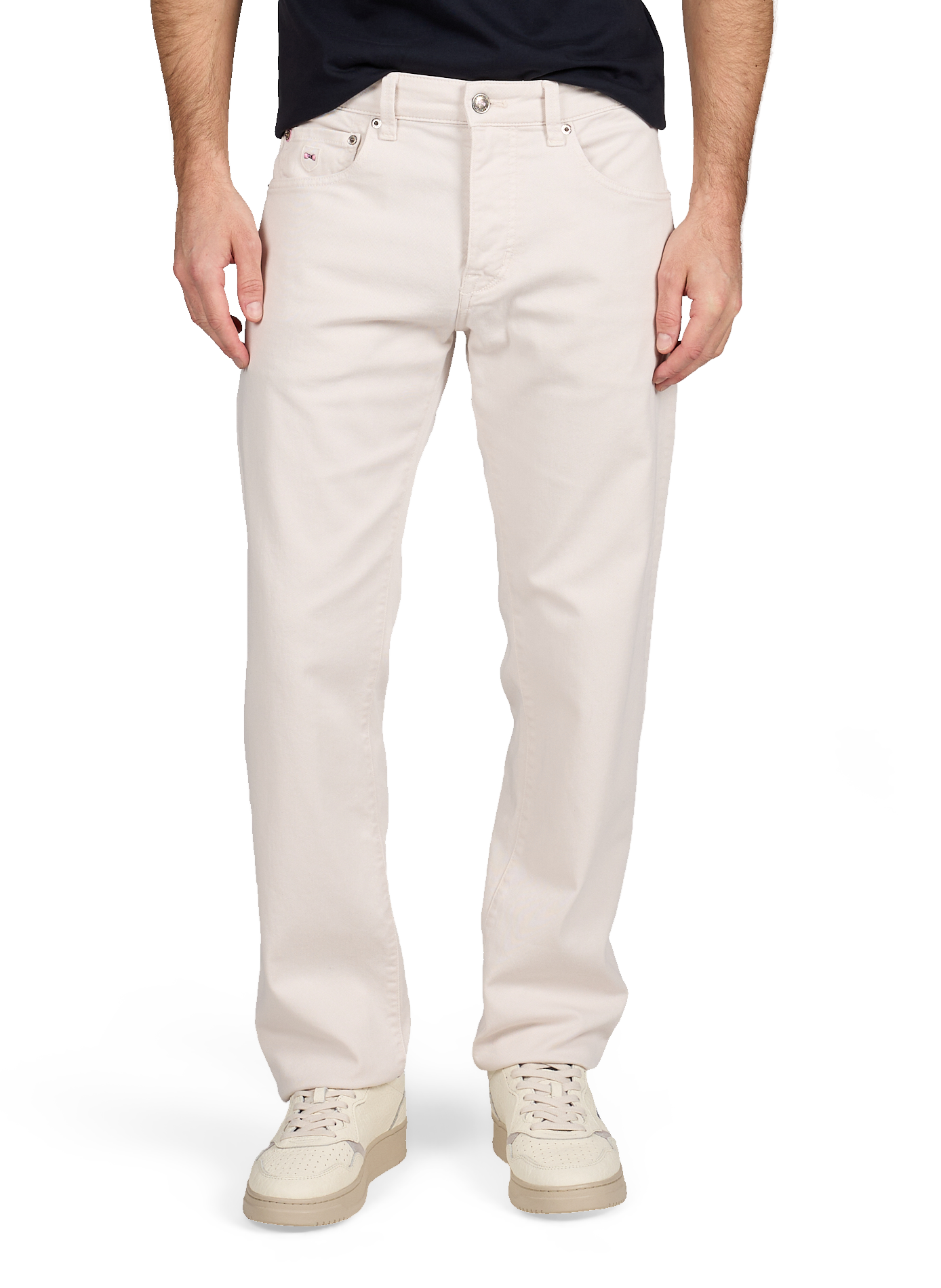 High-waisted solid straight-leg jeans EDEN PARK Beige