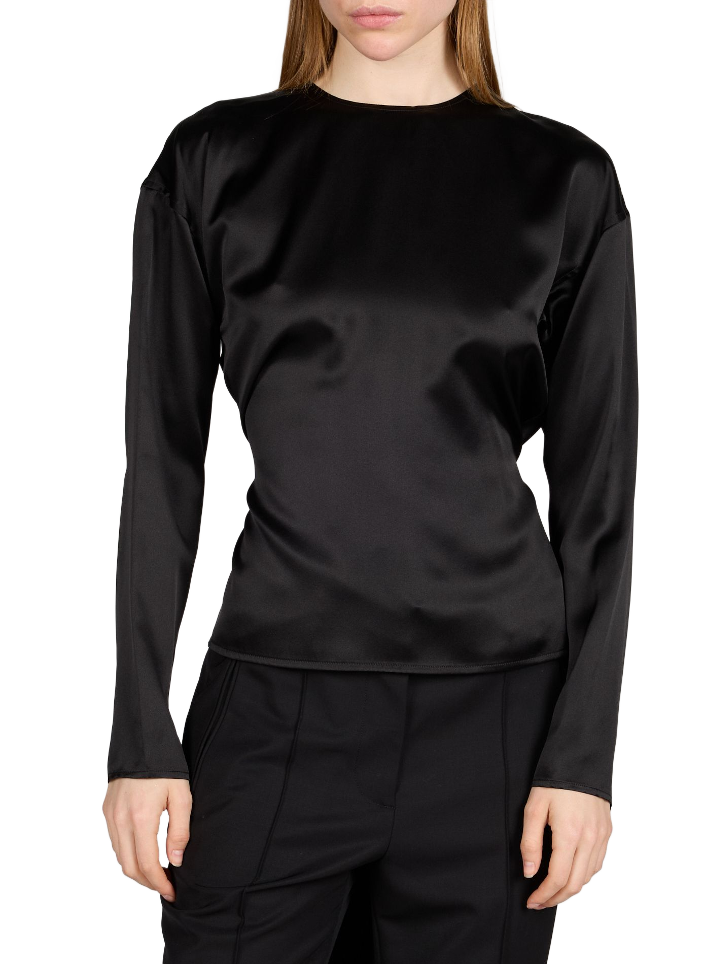 Satin tie-up silk top HELMUT LANG Black