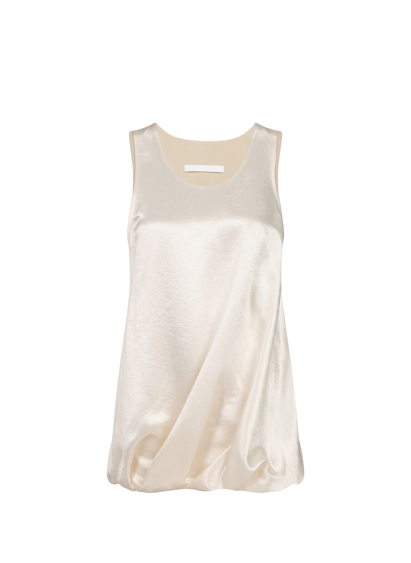 Shiny tank top with puffy hem. SEAN SUEN Beige
