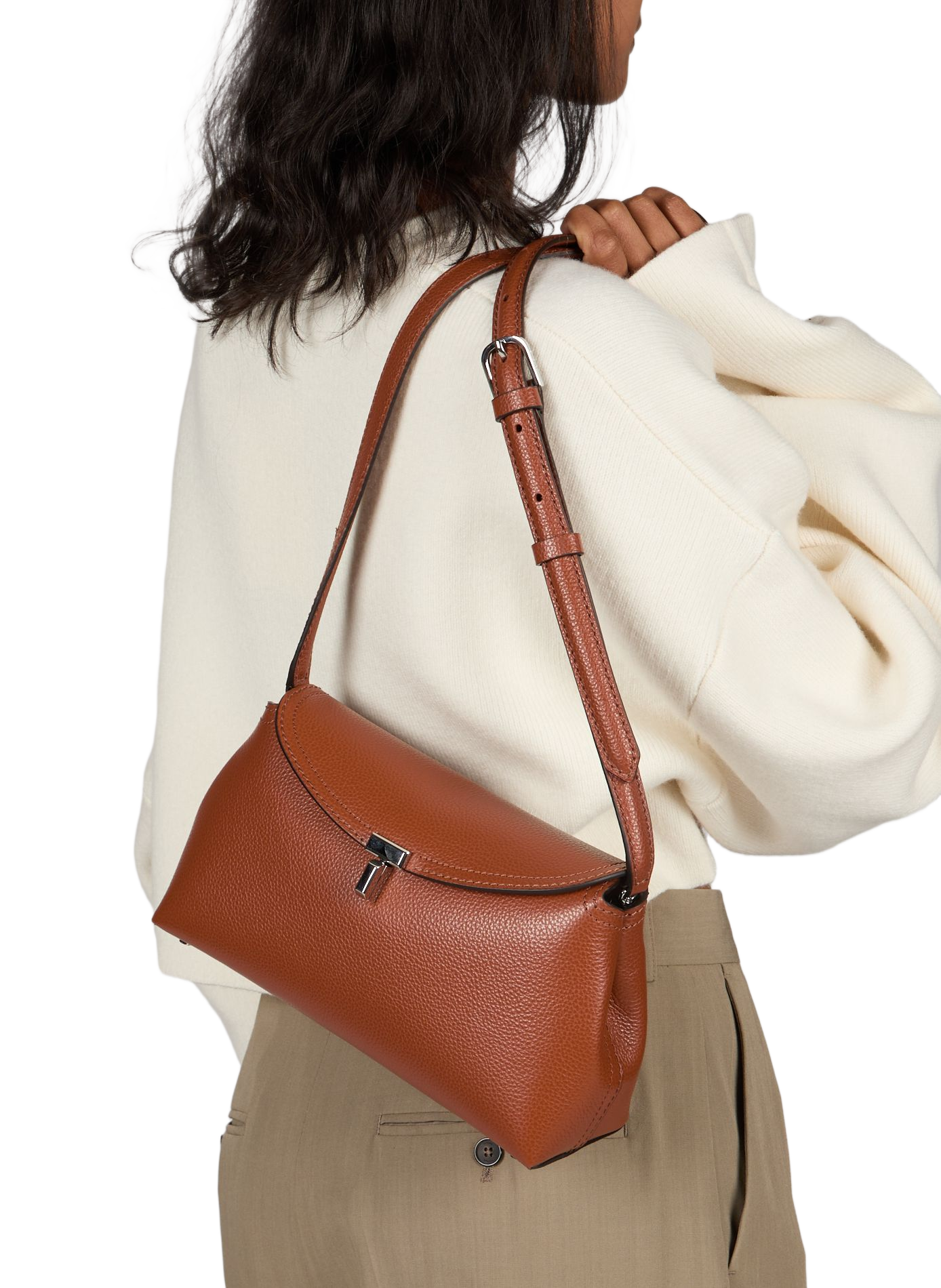 Removable leather shoulder bag TOTEME Brown