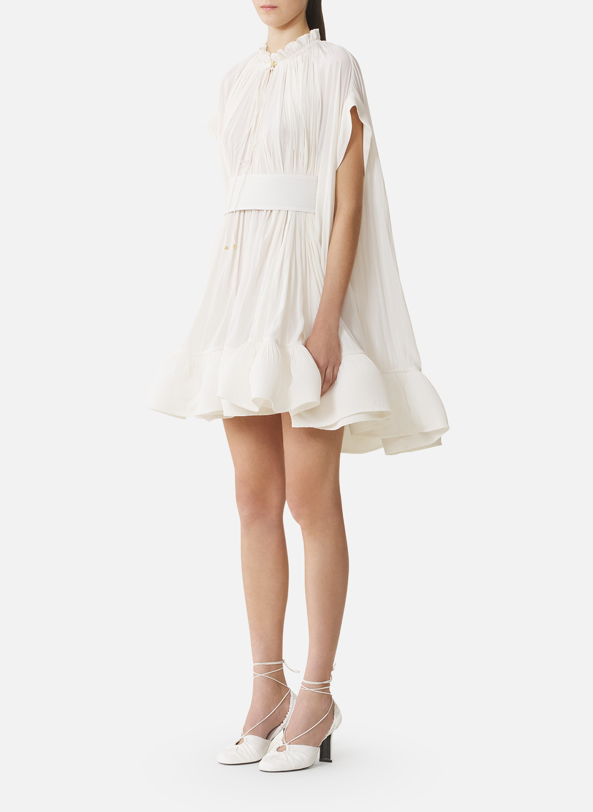 Robe courte en charmeuse LANVIN Blanc