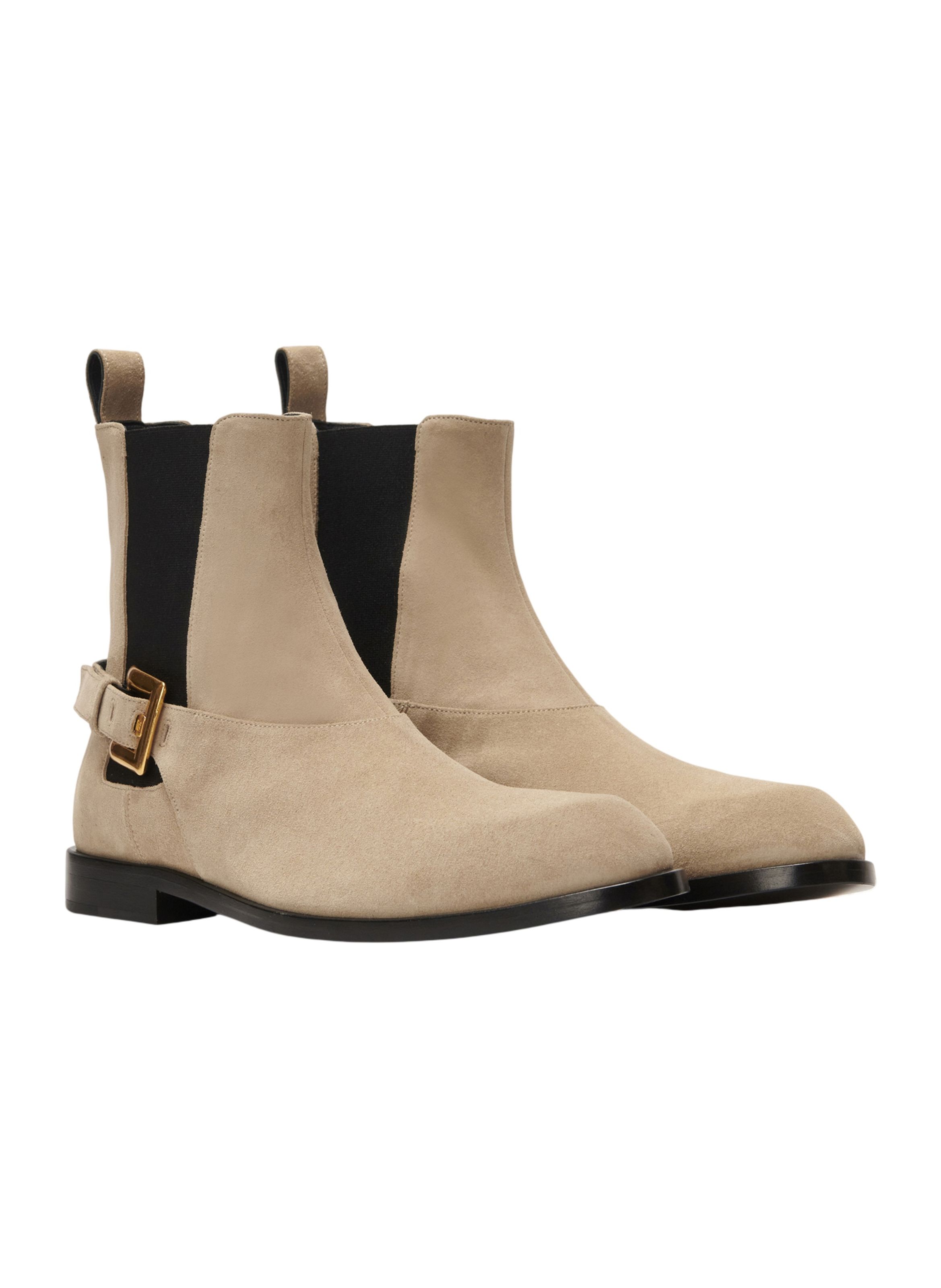 Boots chelsea anthem en cuir suédé BALMAIN Beige