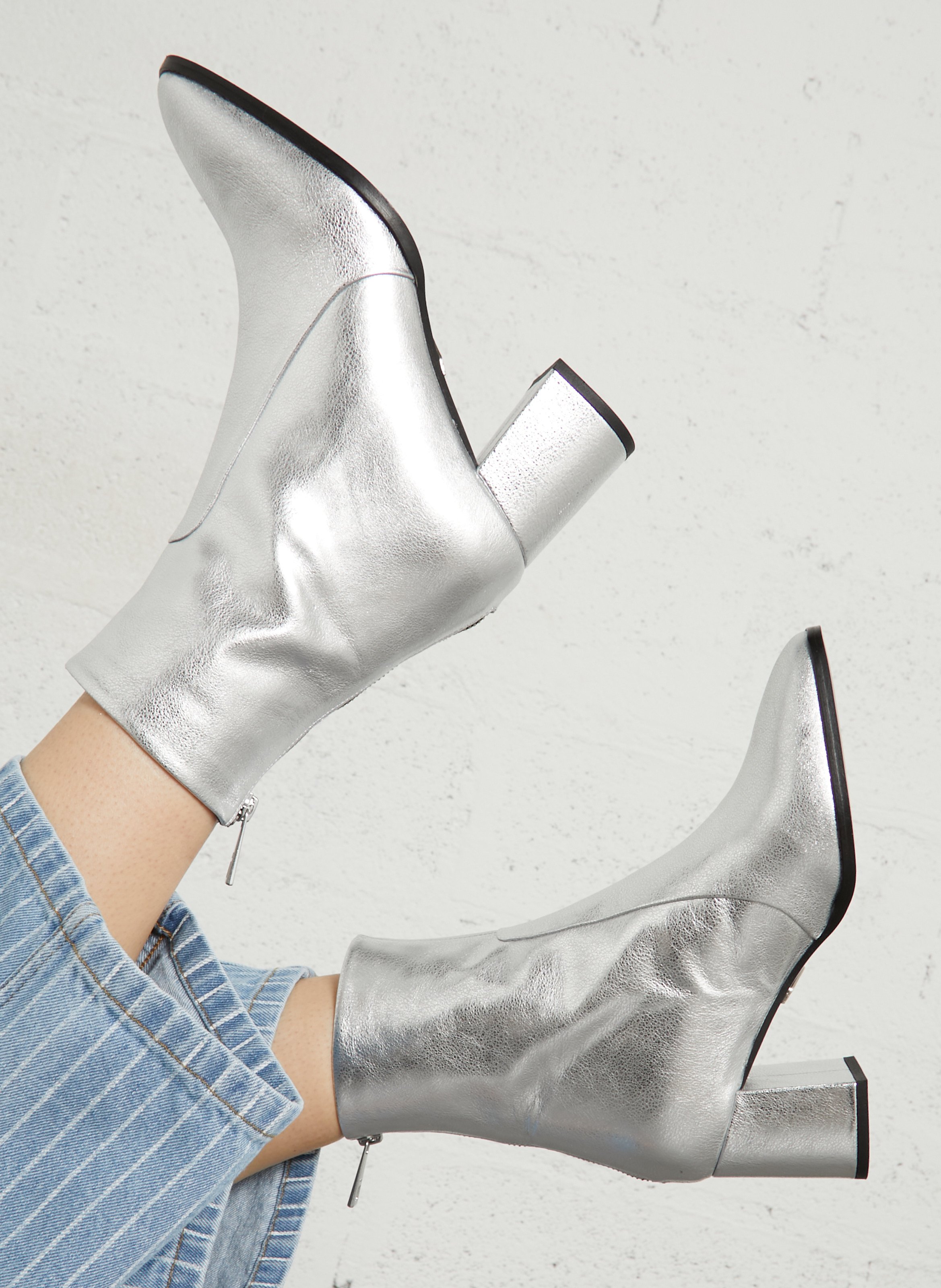 Bottines en cuir IKKS Argent