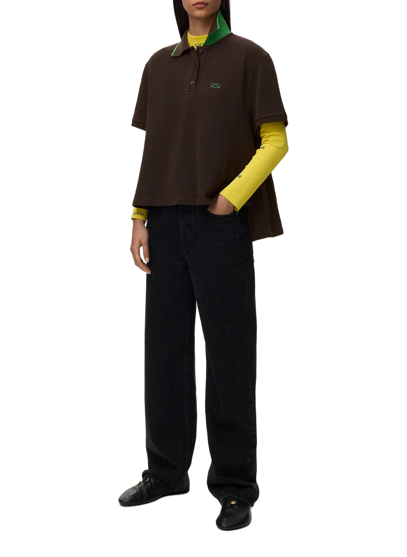 A-line cotton polo LOEWE Brown
