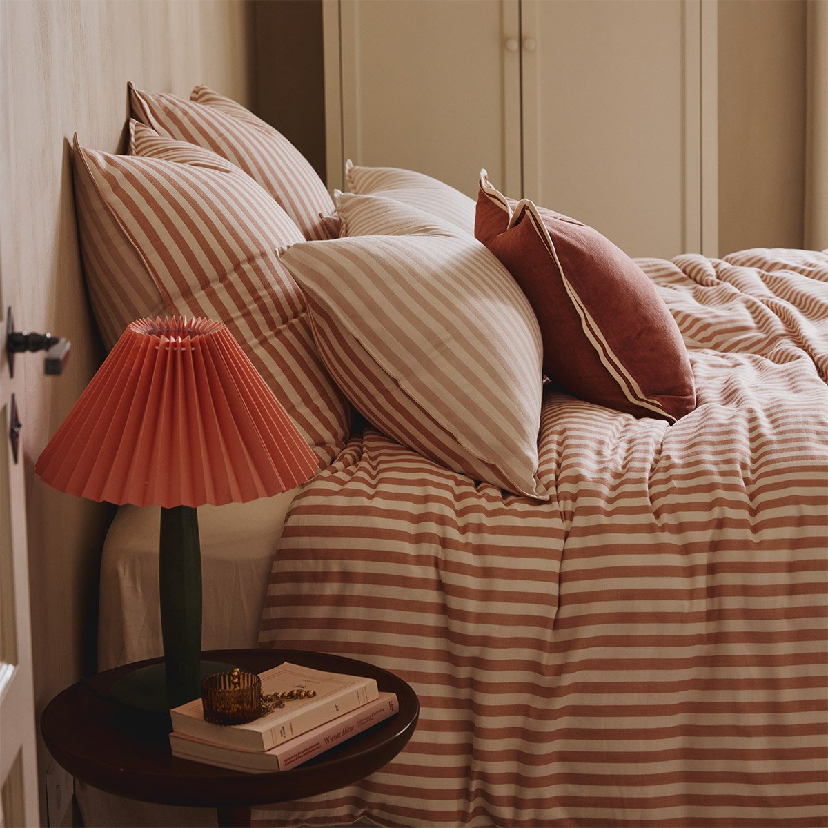 Drap plat en satin de coton, fifty-fifty | Orange DESFORGES Maison