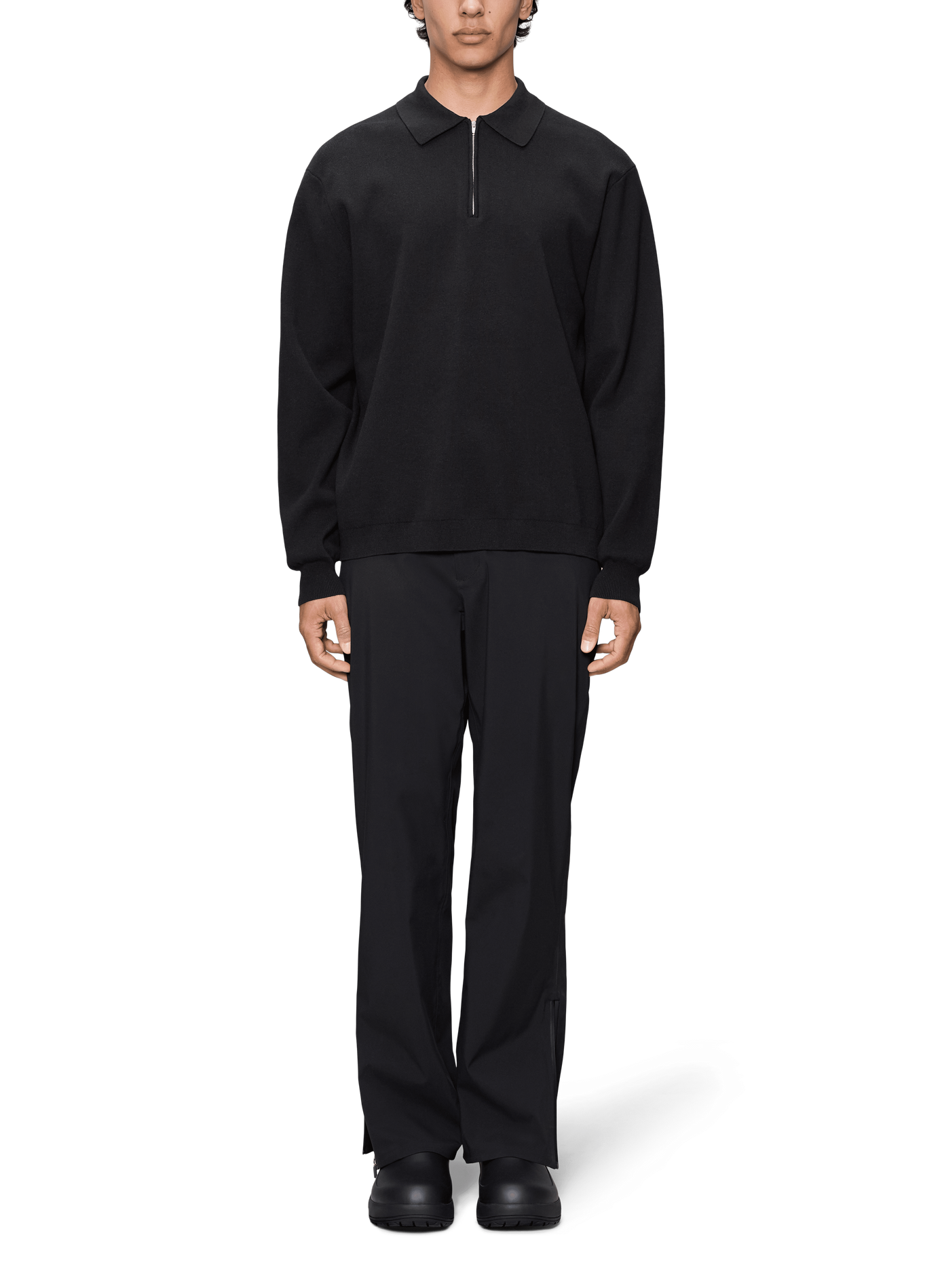 Loose fit cotton polo RAINS Black
