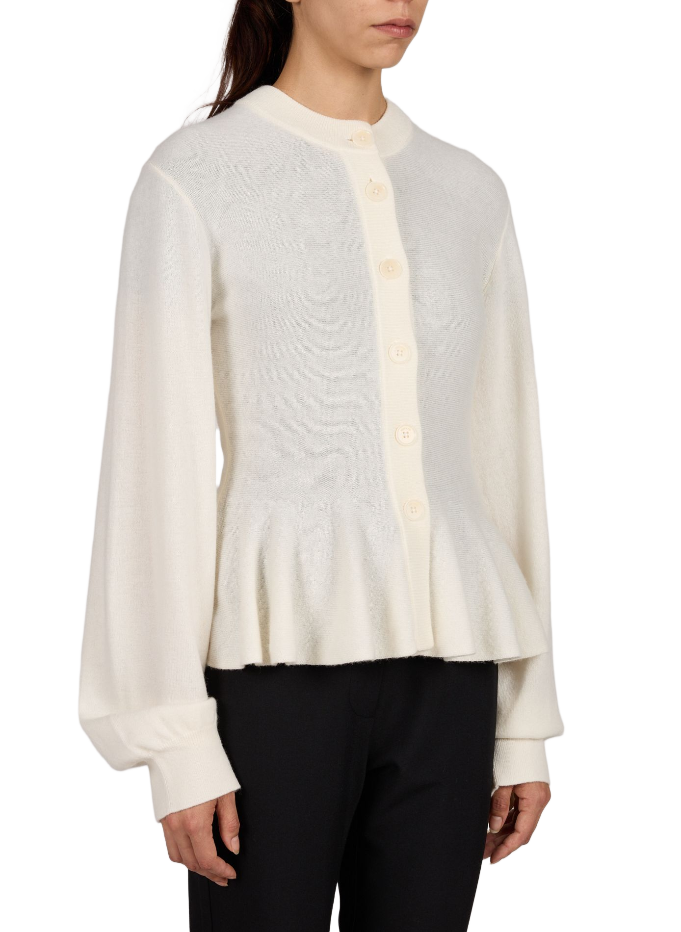 Cardigan cintré en laine mélangé ROTATE Beige