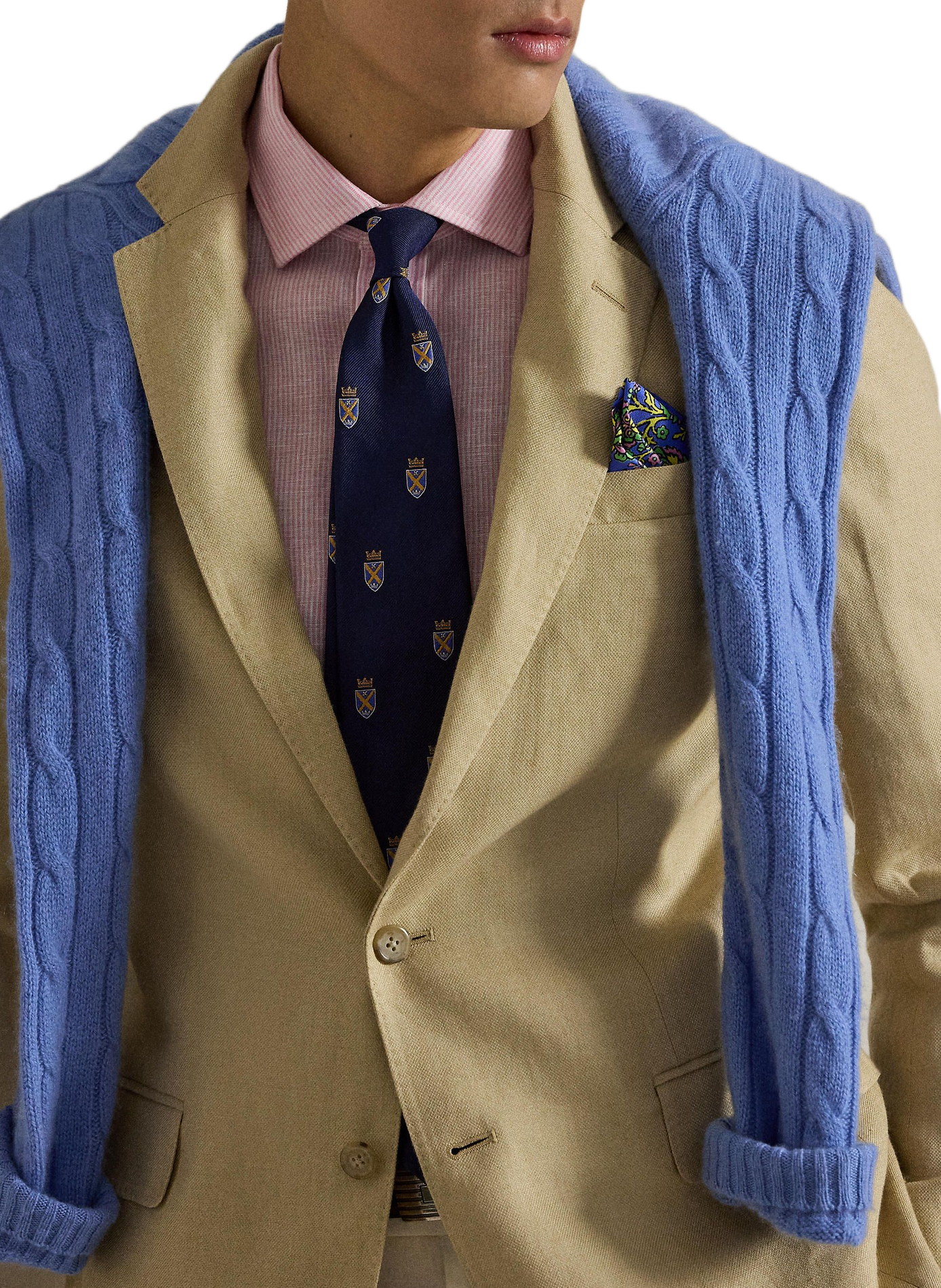 Blazer cintré en lin mélangé POLO RALPH LAUREN Beige