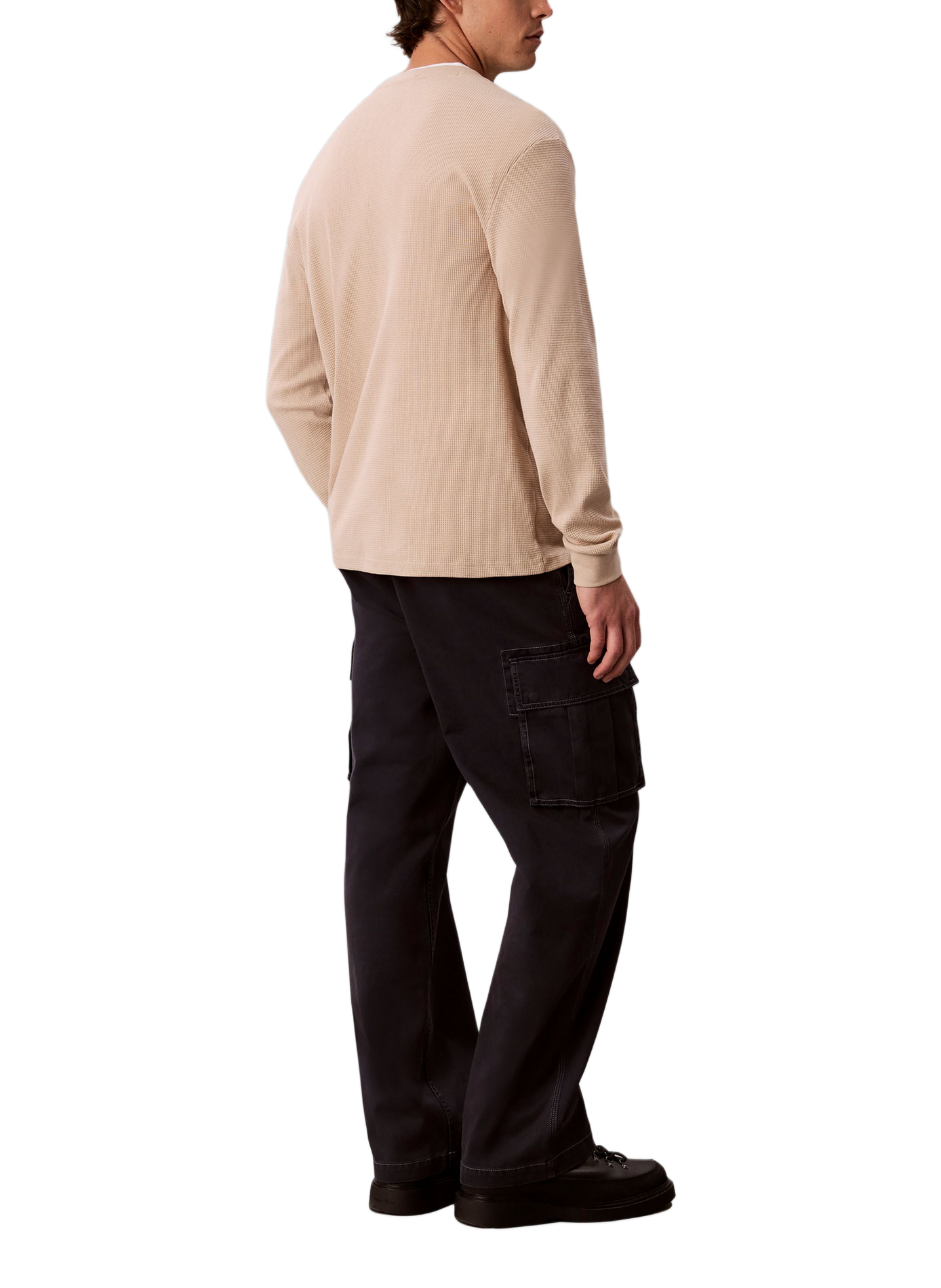 Tee-shirt col rond en coton mélangé CALVIN KLEIN Beige