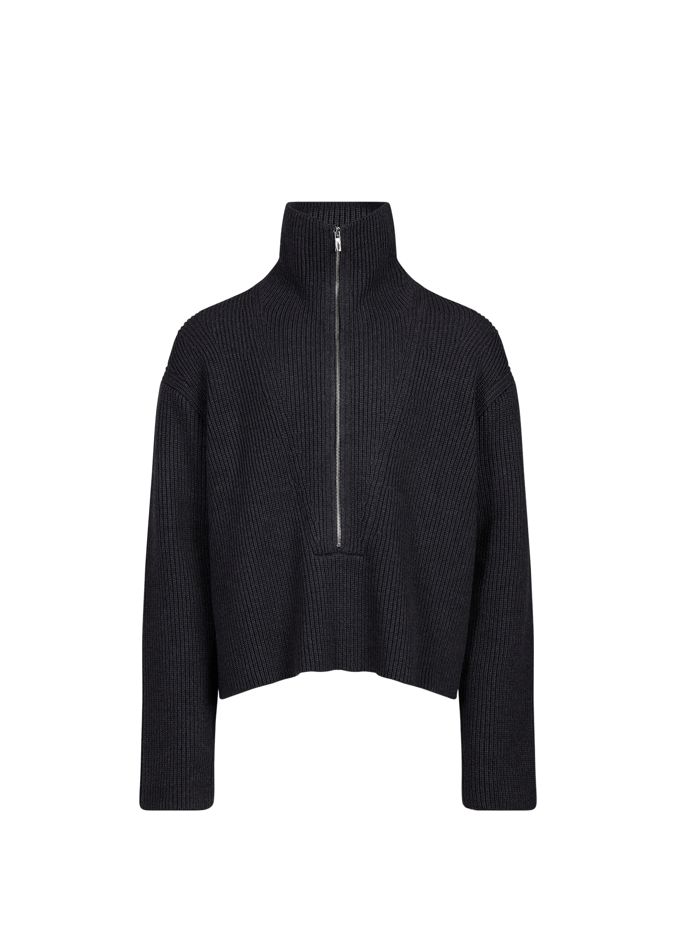 Merino wool ribbed knit trucker collar sweater LOUIS GABRIEL NOUCHI Black