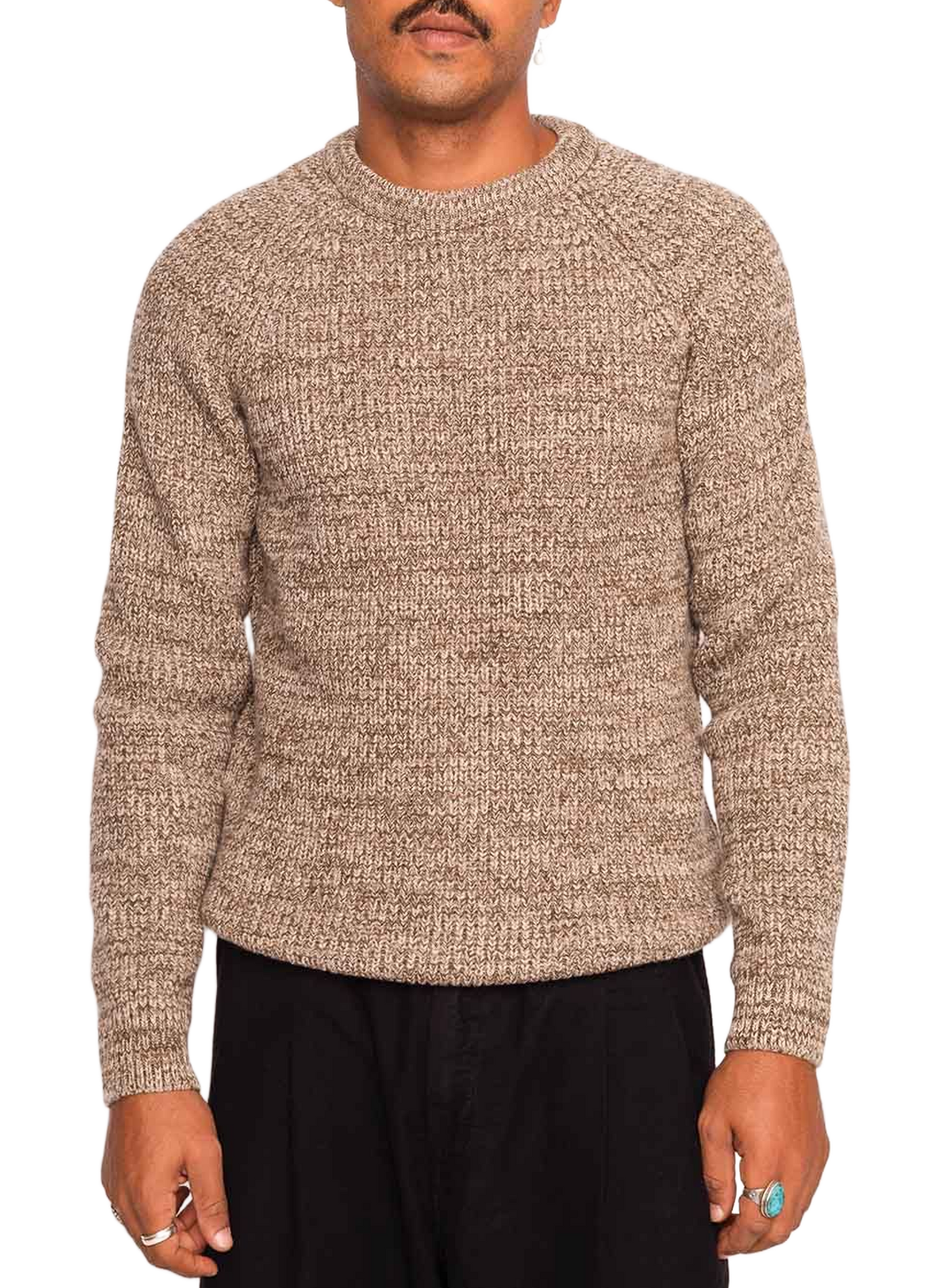 Pull col rond en laine OLOW Beige