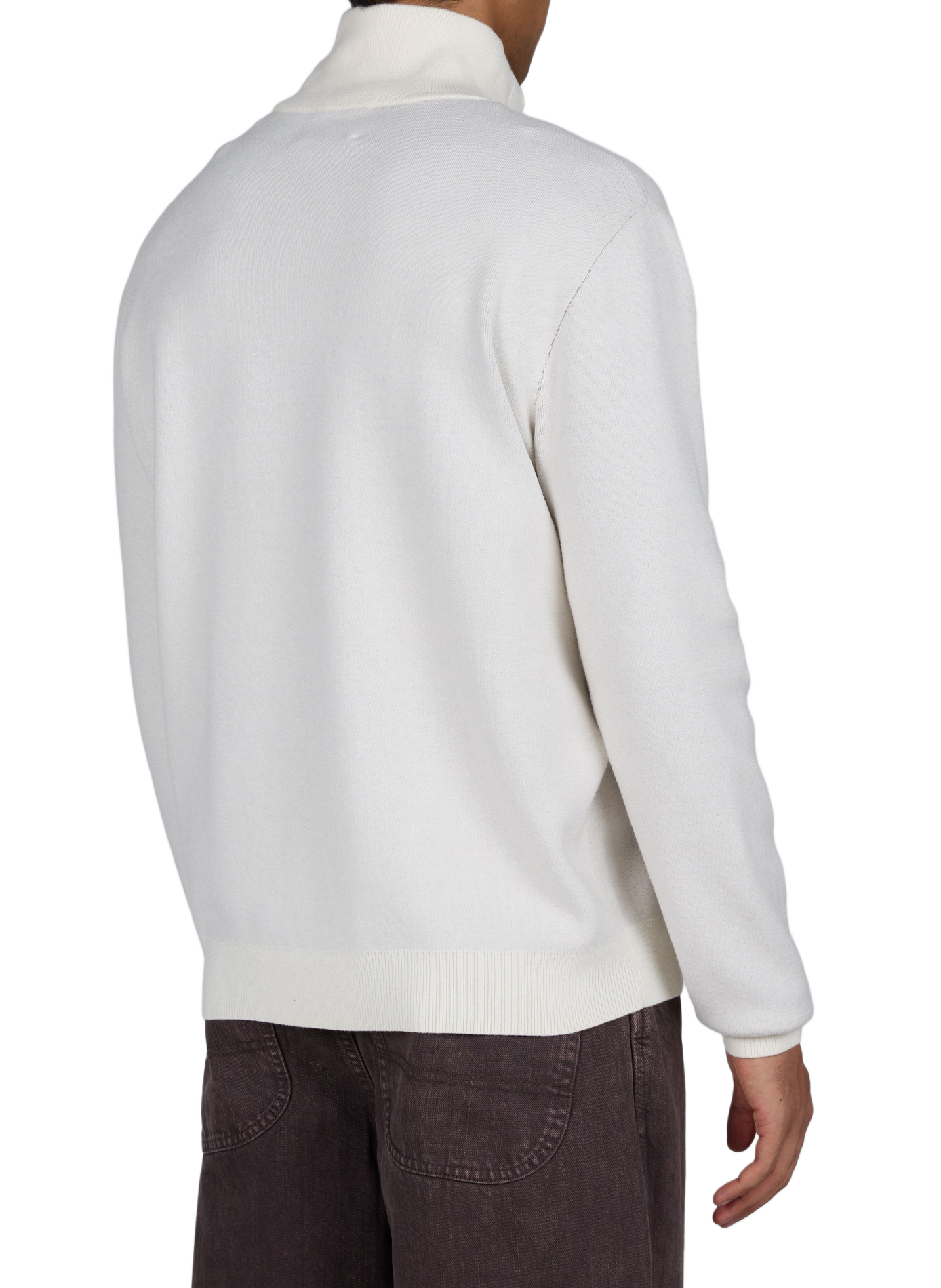 Straight-cut sweater with high collar and zippered pattern. GERTRUDE Beige
