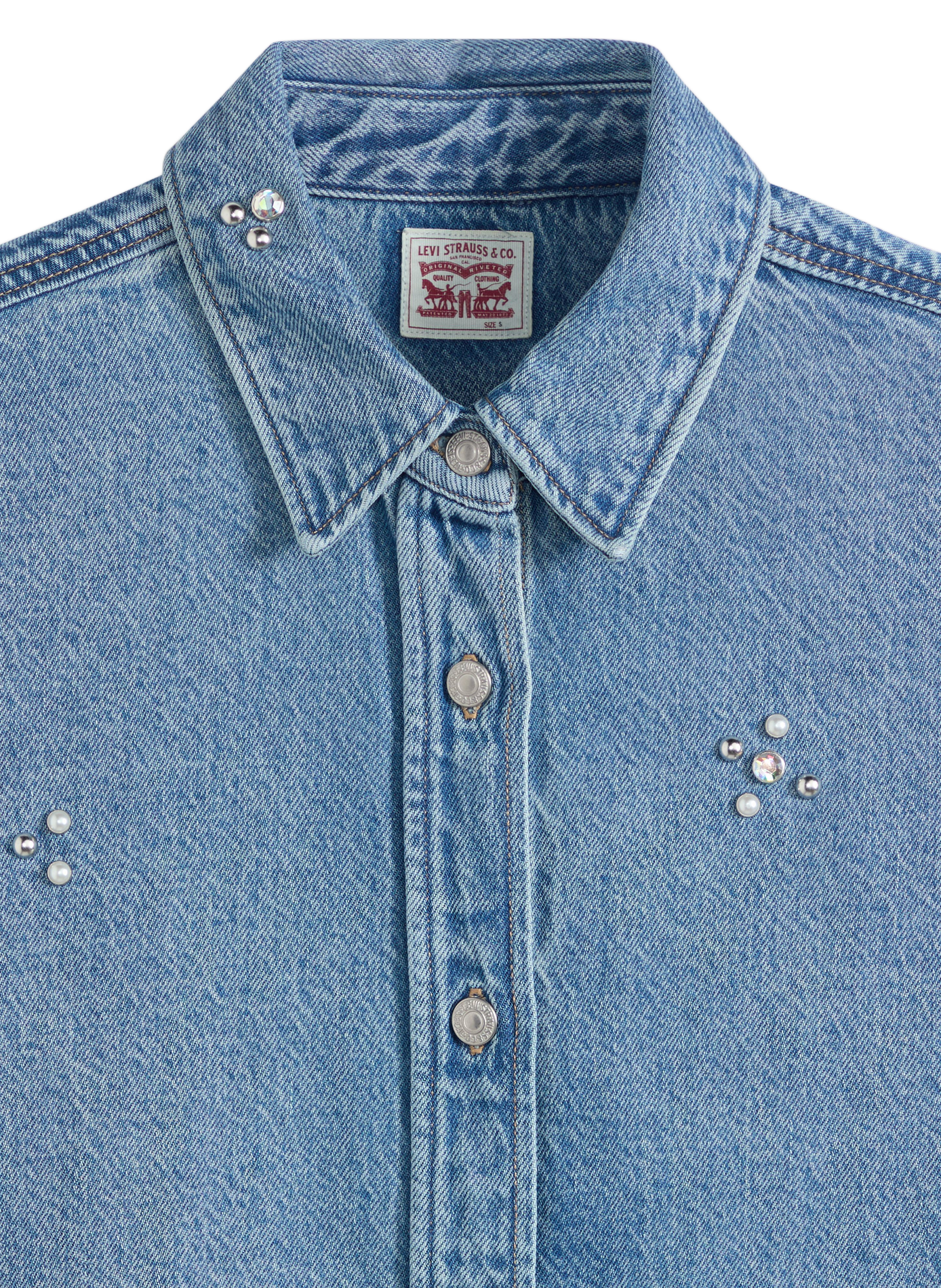 Shirt with classic collar in blended cotton LEVI'S Blue