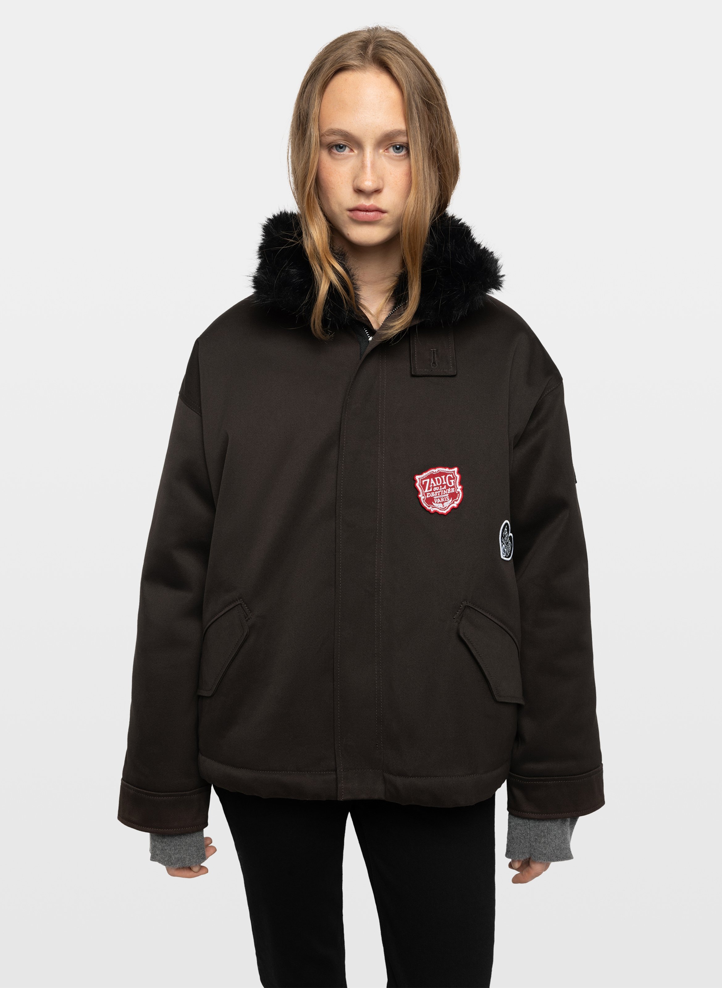 Jas met mantel kraag van kadris-katoen ZADIG&VOLTAIRE Bruin