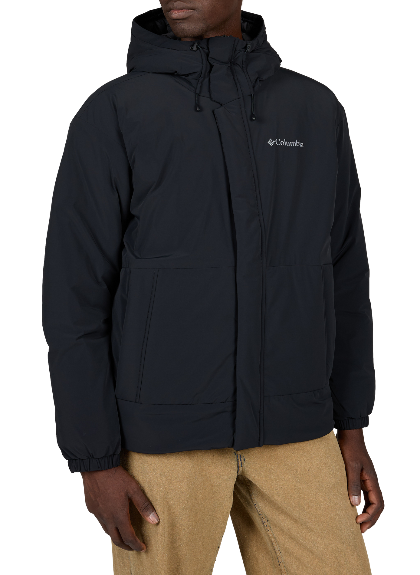 Plain hooded straight parka COLUMBIA Grey