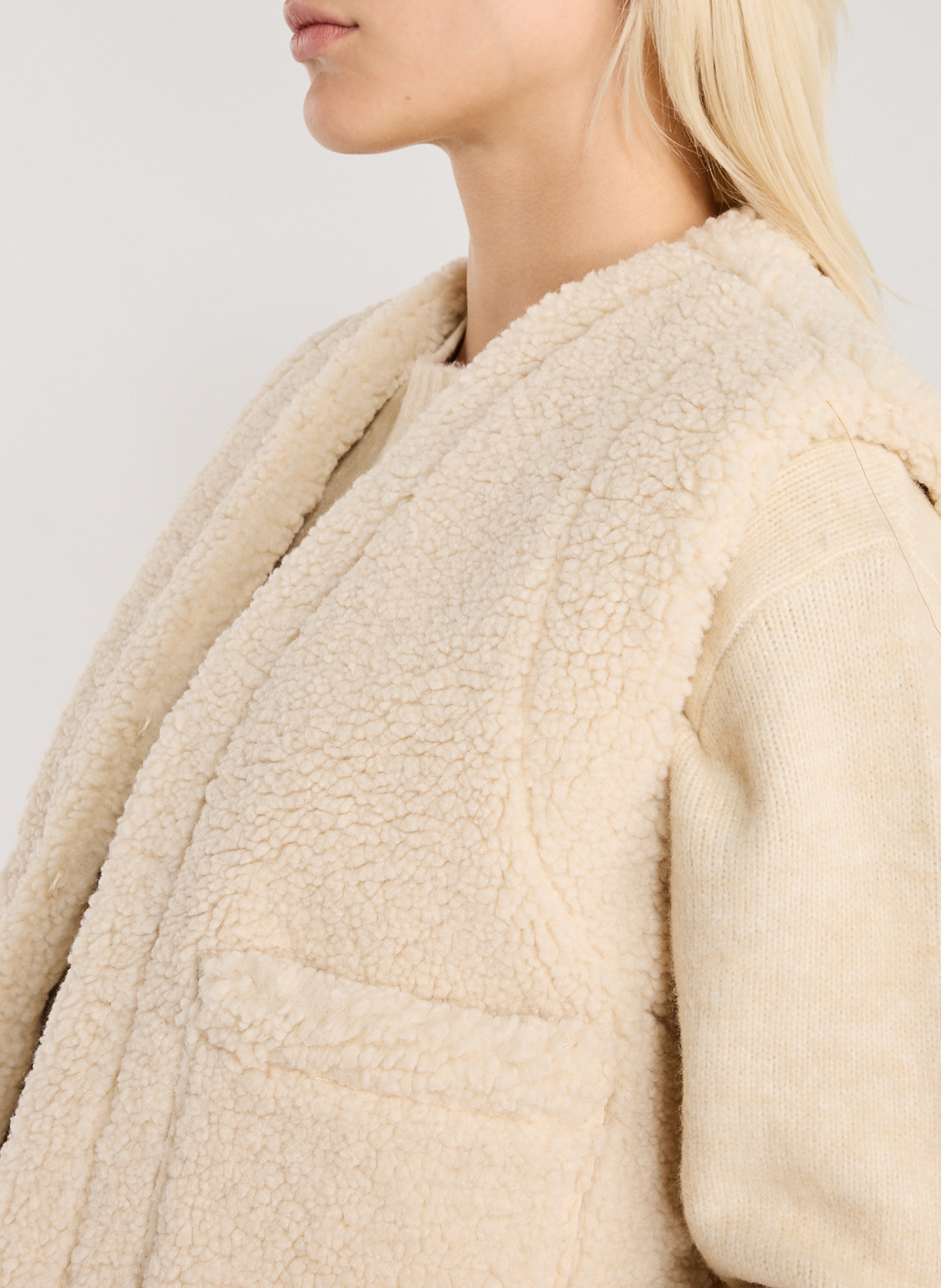 Veste droite réversible sherpa et velours SUNCOO Marron