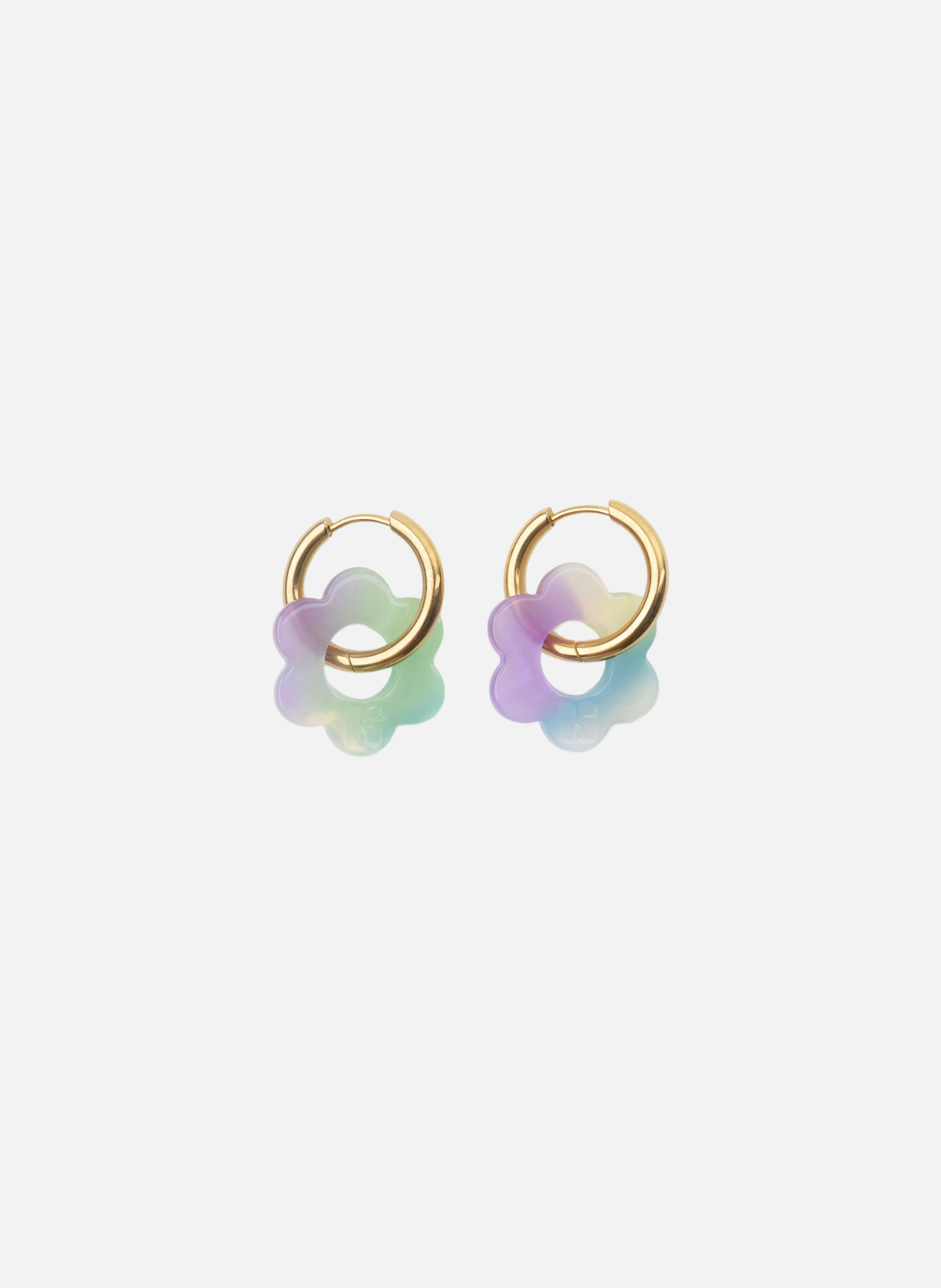 Boucles d'oreilles Baby Fleurette avec anneaux en acier inoxydable doré  Sirène