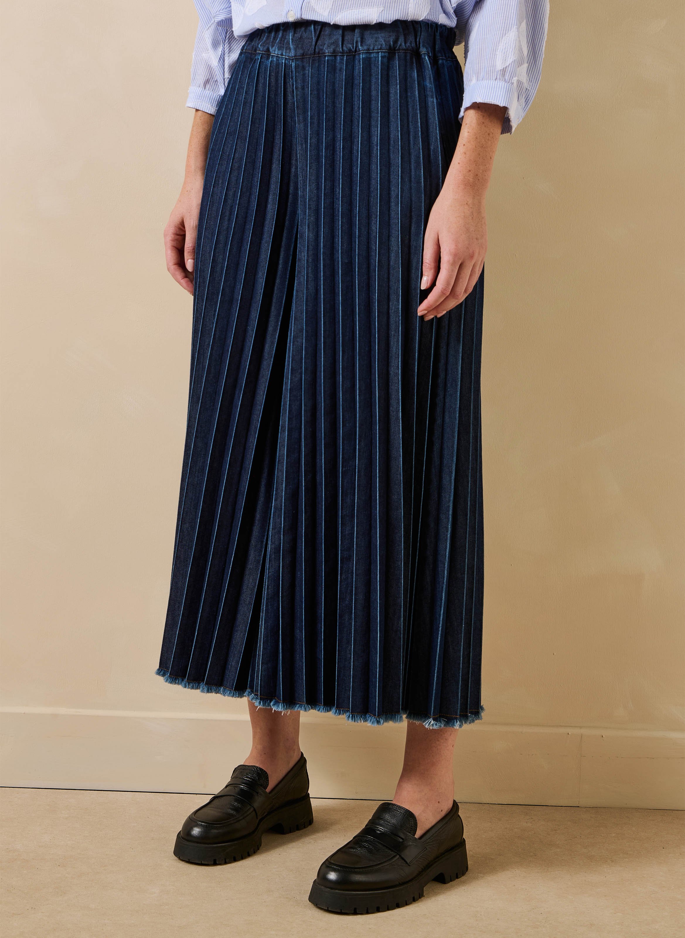 Wijde denim broek LA FEE MARABOUTEE Blauw