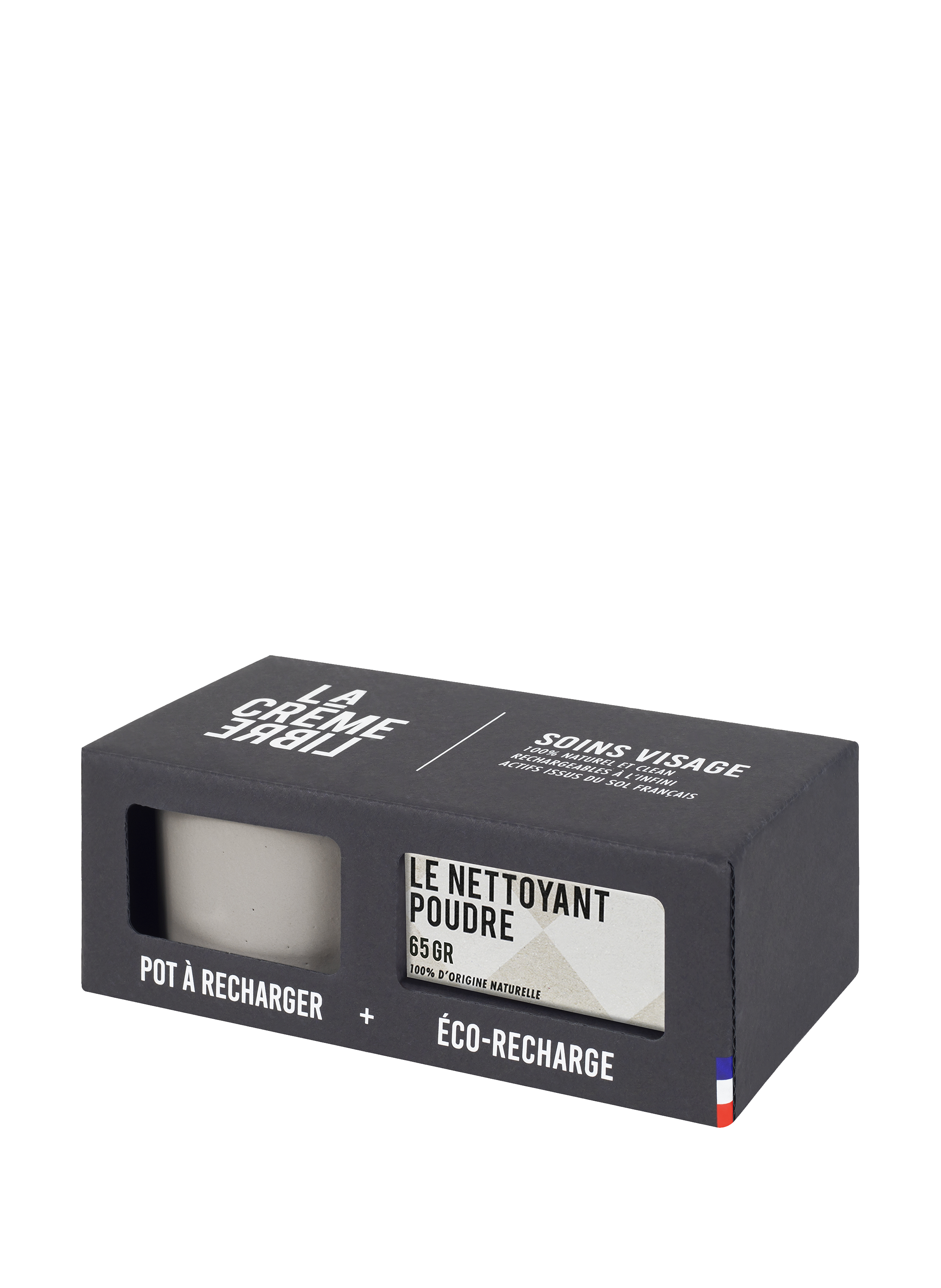 Nettoyant poudre visage - Avec son pot béton rechargeable - Gris