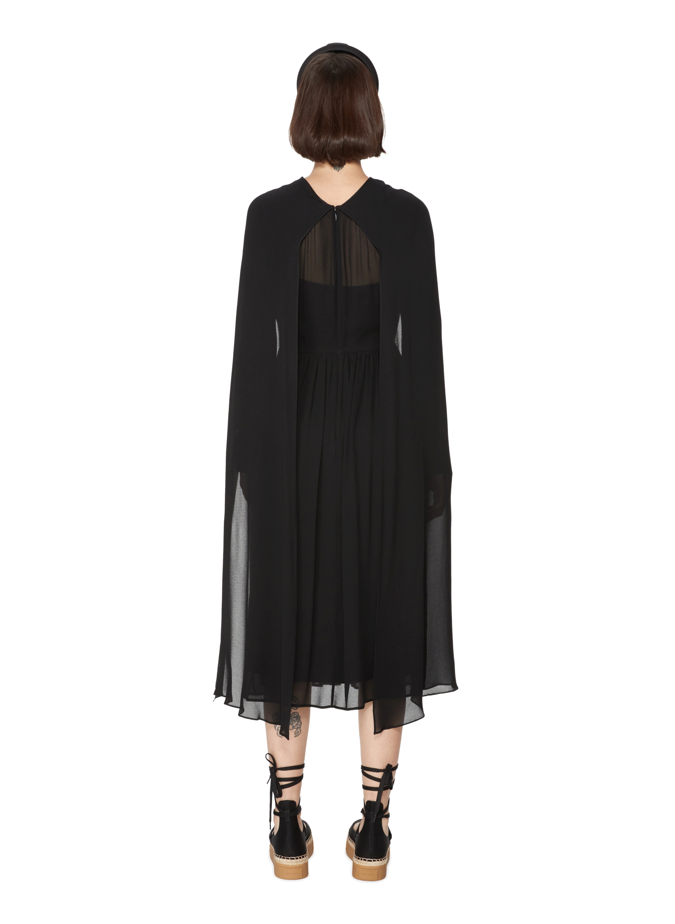 Dress with cape sleeves PRADA Black