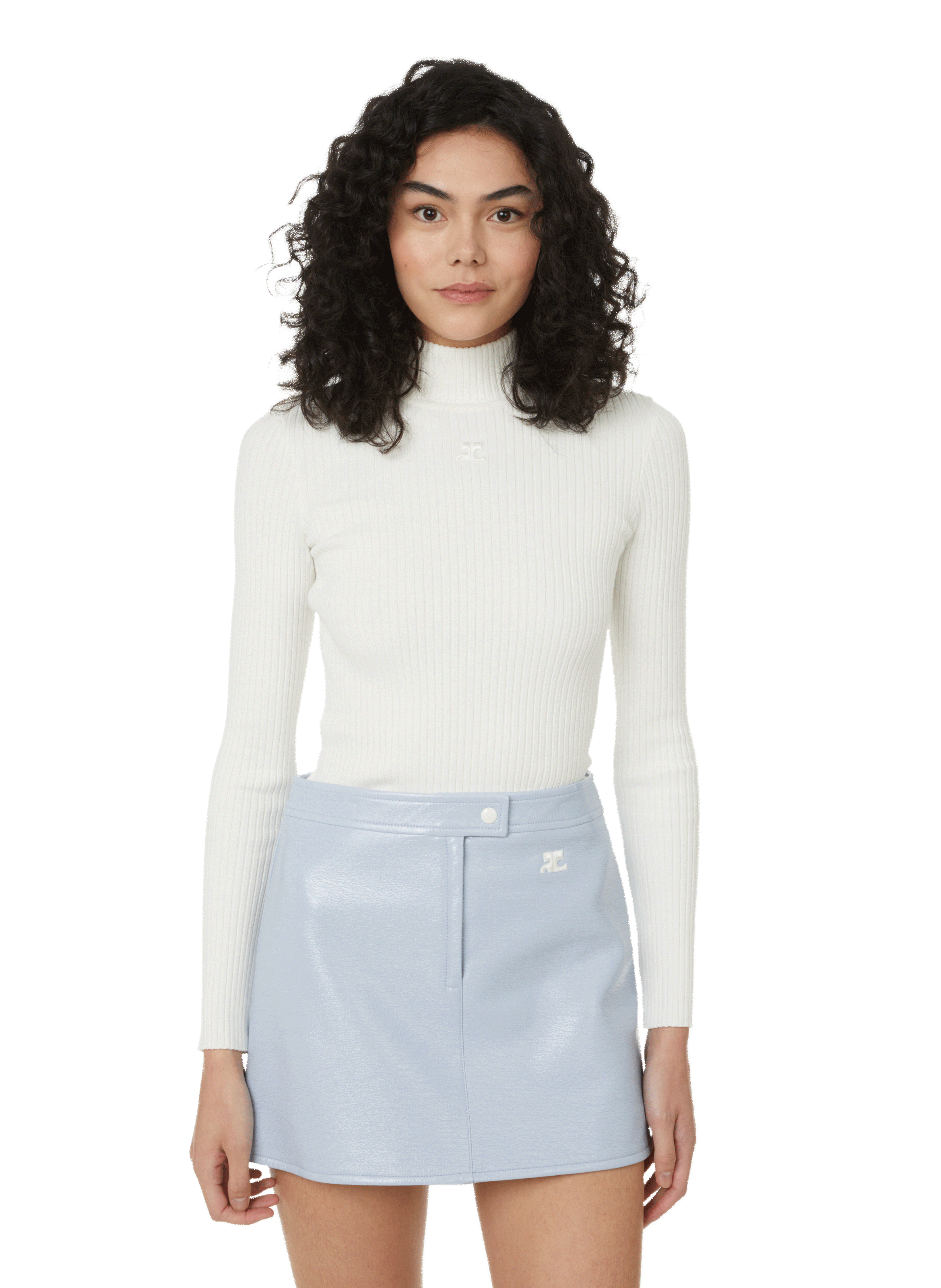 Pull Courrèges Vintage Bleu - Taille M, Laine, Col Roulé, Occasion Très Bon état