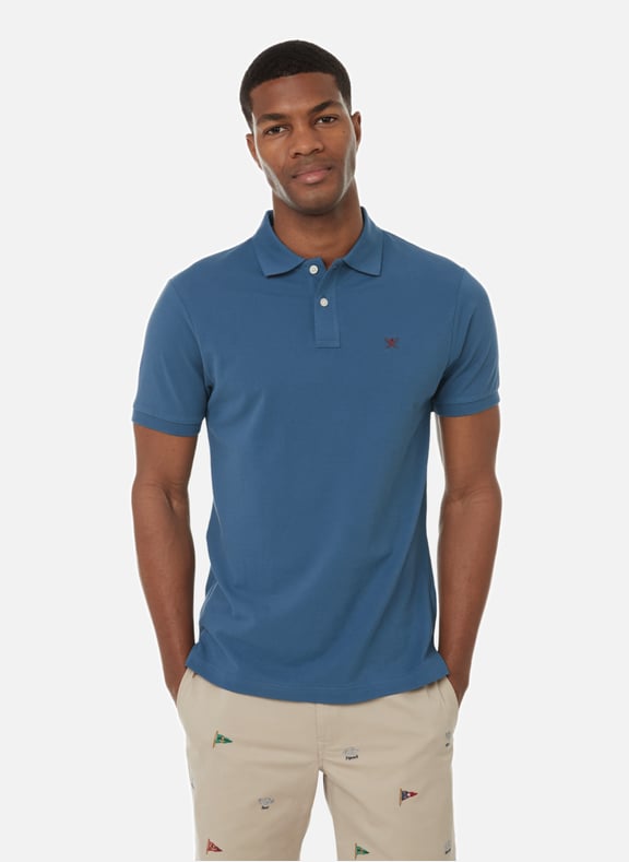 Cotton piqué logo polo shirt Blue by HACKETT HACKETT Cotton piqué logo polo shirt Blue