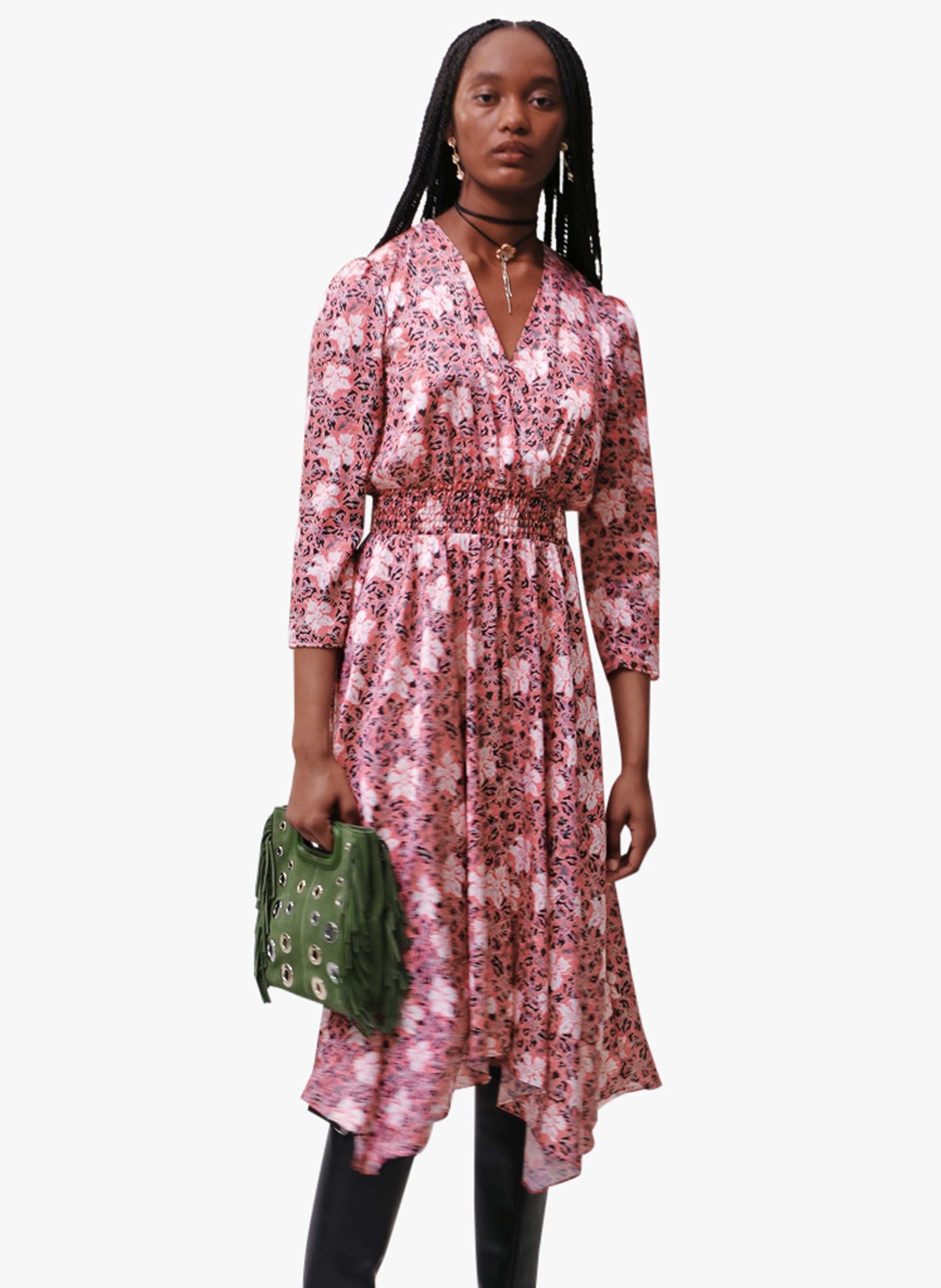 ROBE MIDI VAS E COL V IMPRIM E MAJE pour FEMME Printemps