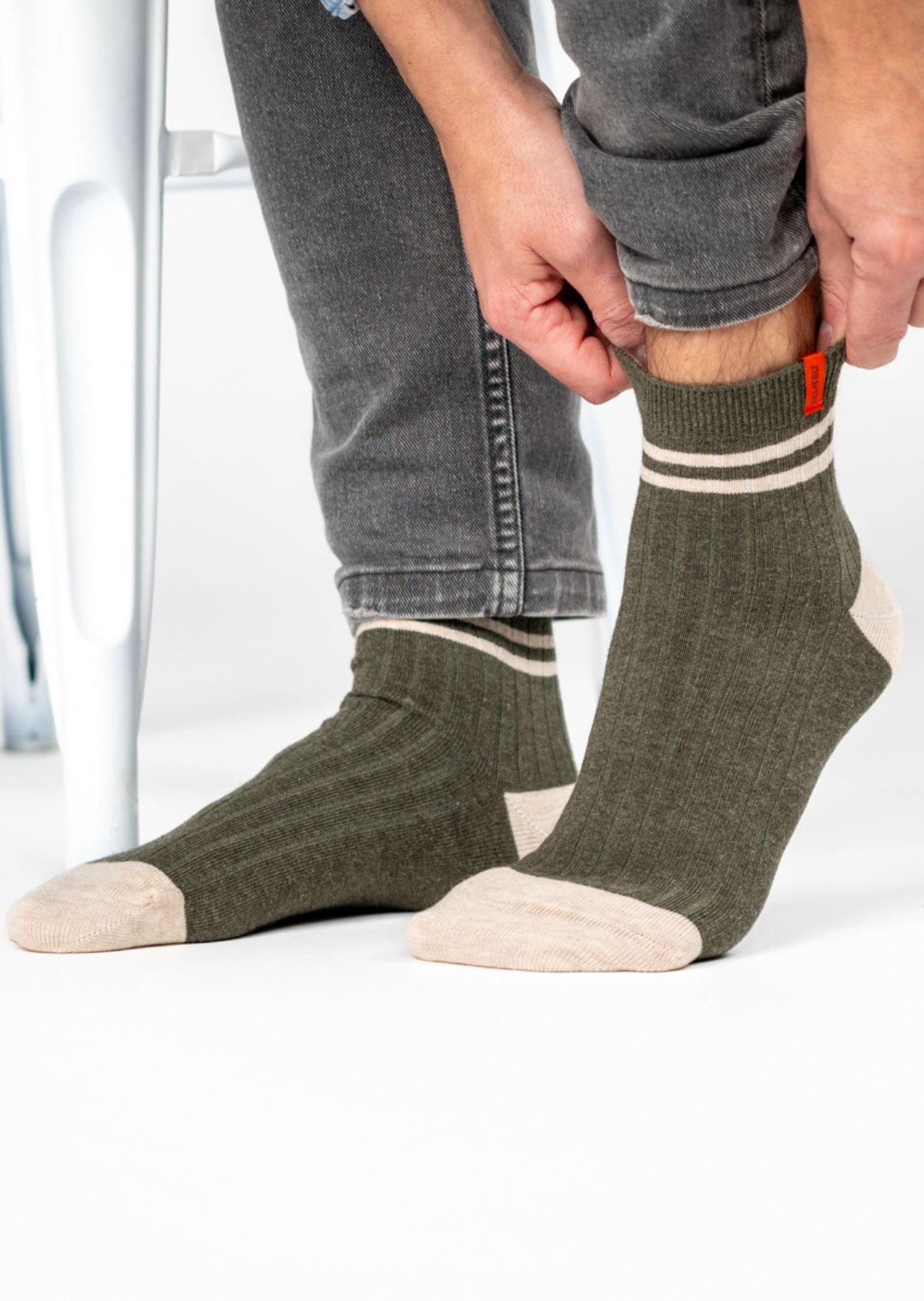 Chaussettes en coton peigné mi-hautes BILLYBELT Kaki