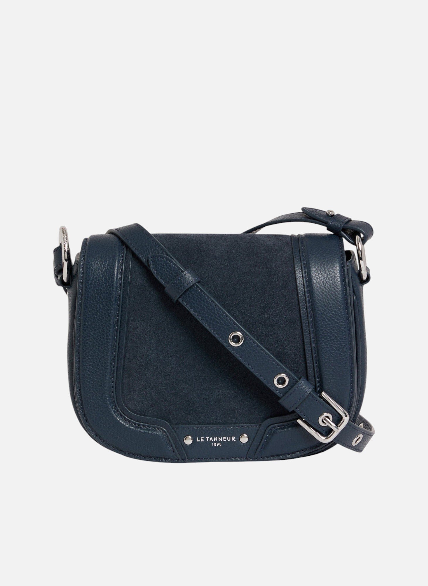Petit sac bandoulière ella en cuir grainé et nubuck LE TANNEUR Bleu