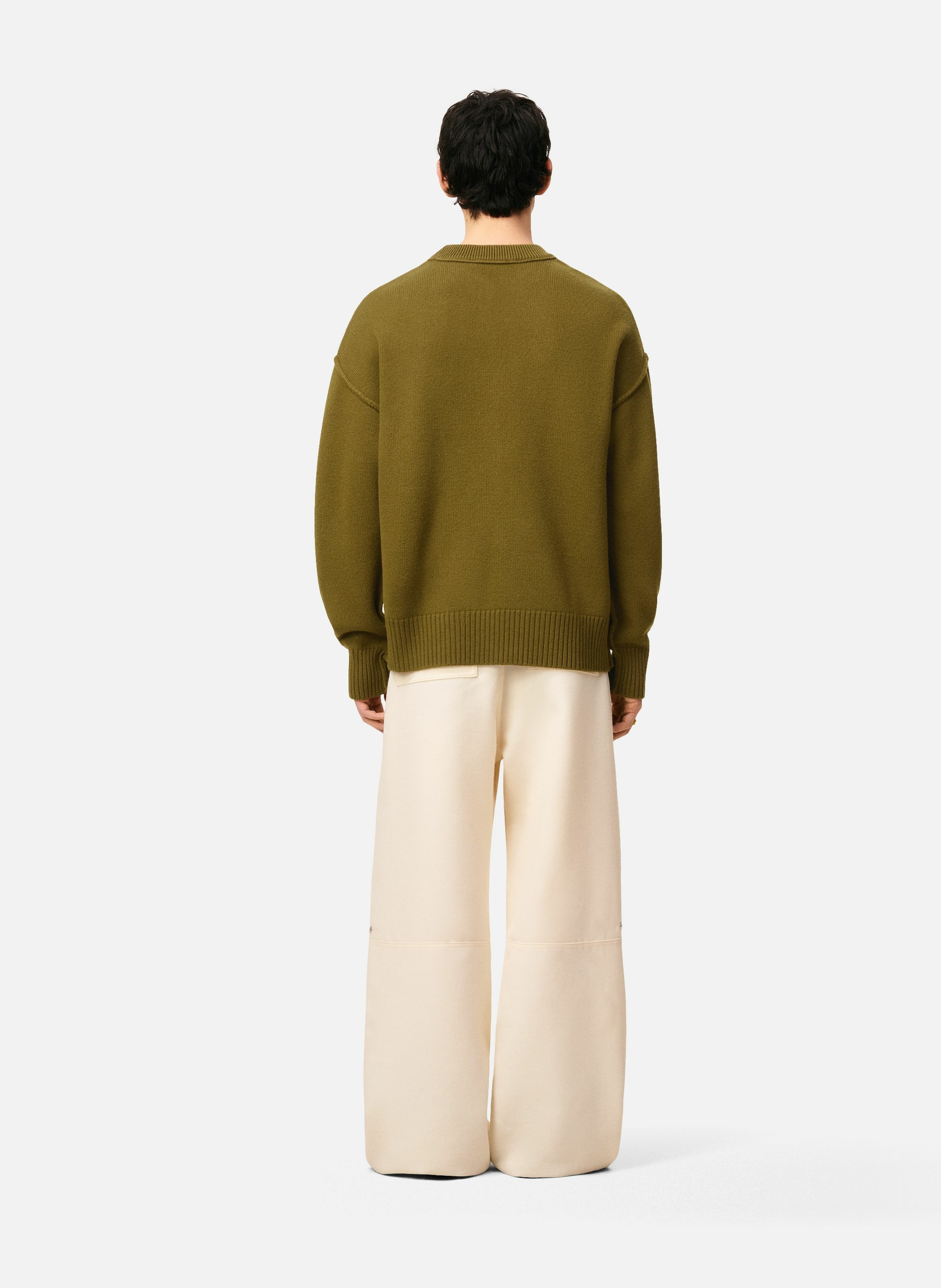 Pull col rond ami de coeur en laine unisexe AMI PARIS Vert