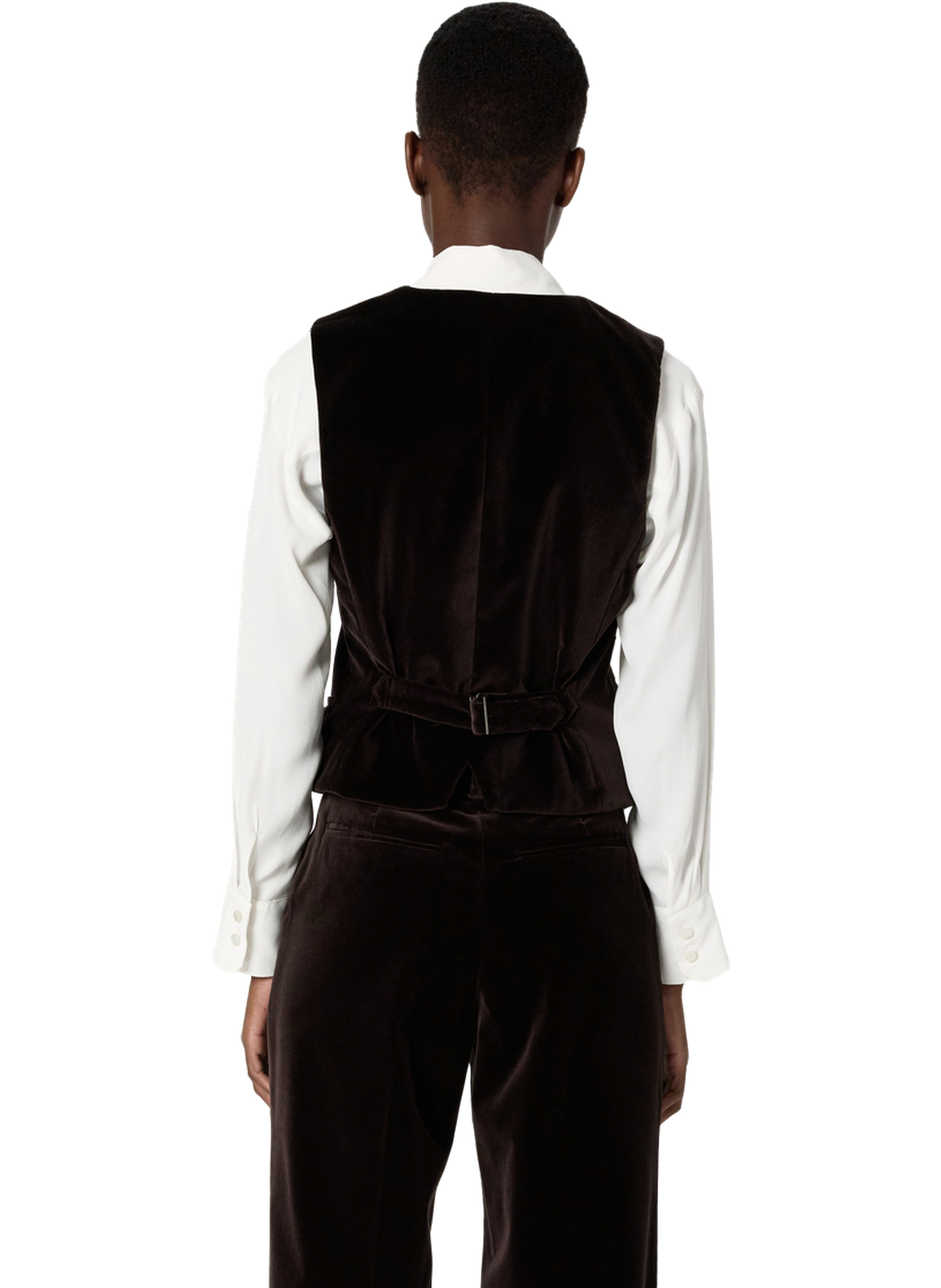 Gilet de tailleur en velours ras - nais GERARD DAREL Marron