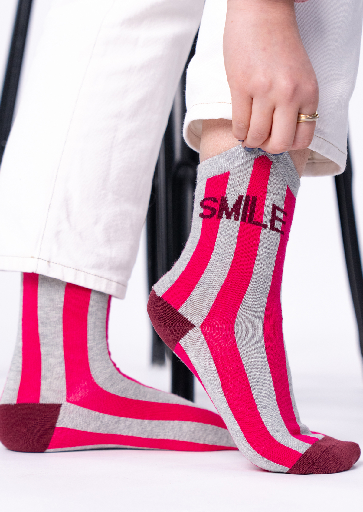 Chaussettes en coton peigné rayées BILLYBELT Gris