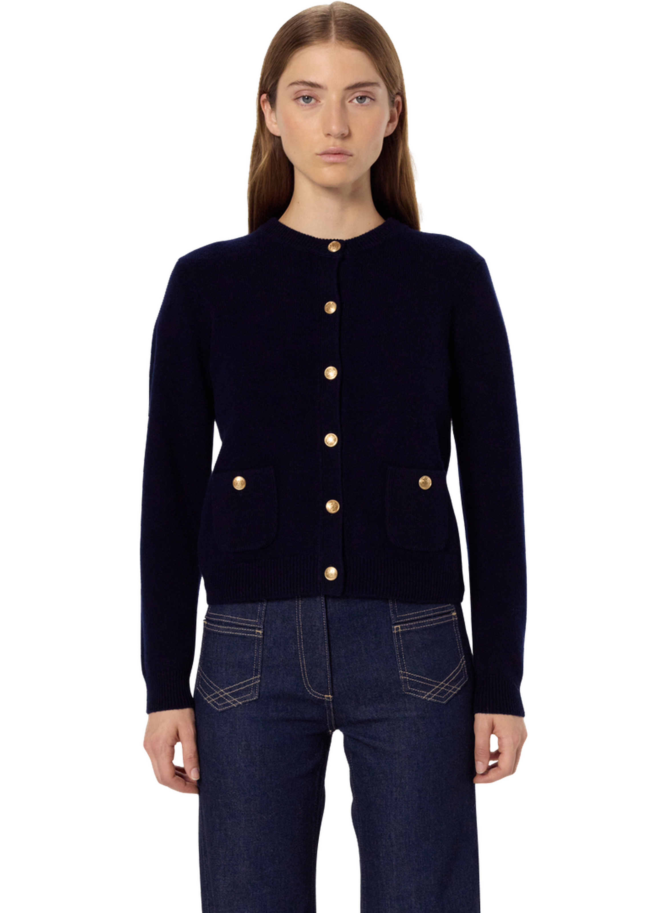 Gilet en laine à boutons dorés - eloise GERARD DAREL Bleu