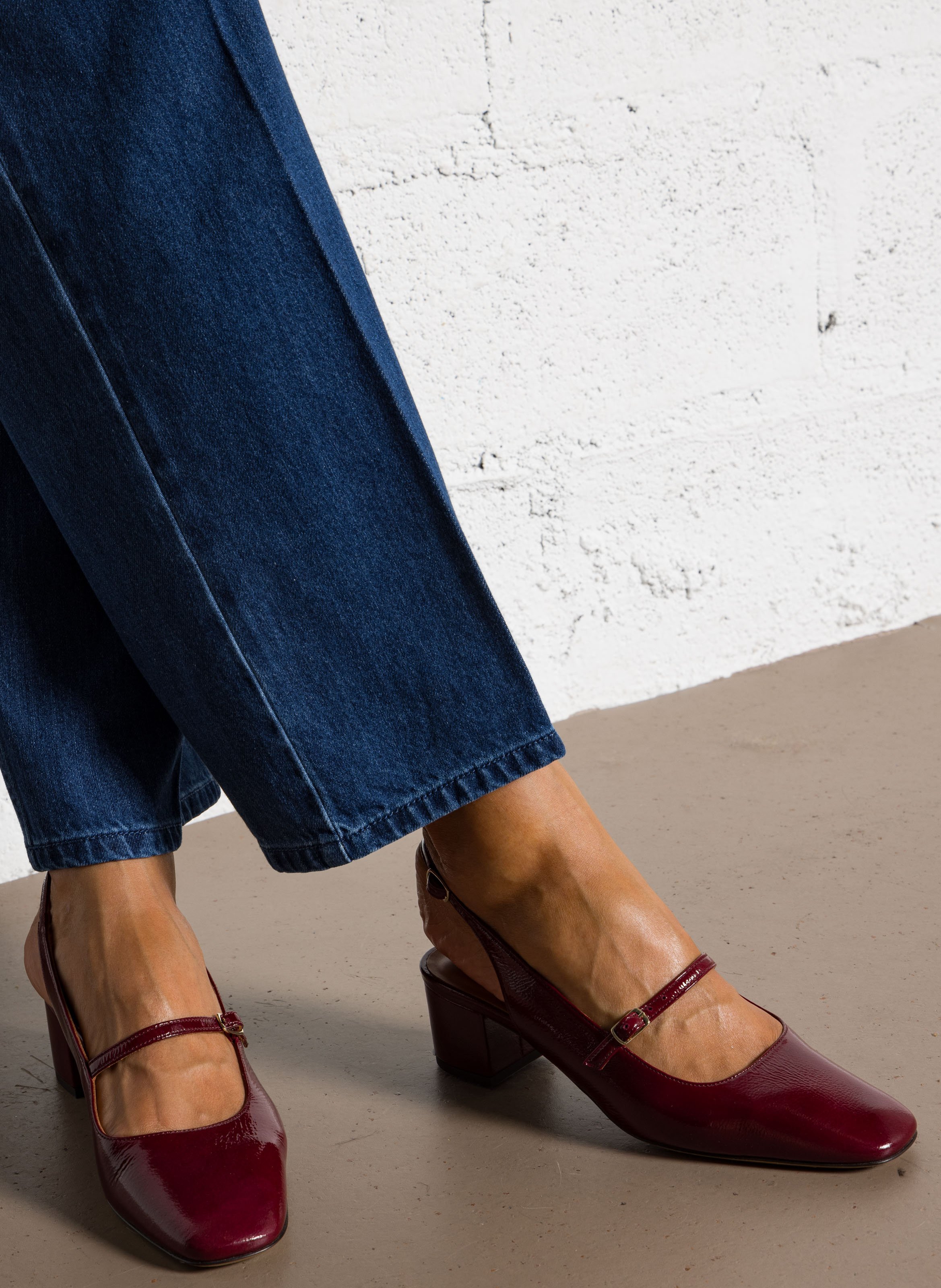 Babies en cuir vernis n°424 RIVECOUR Rouge