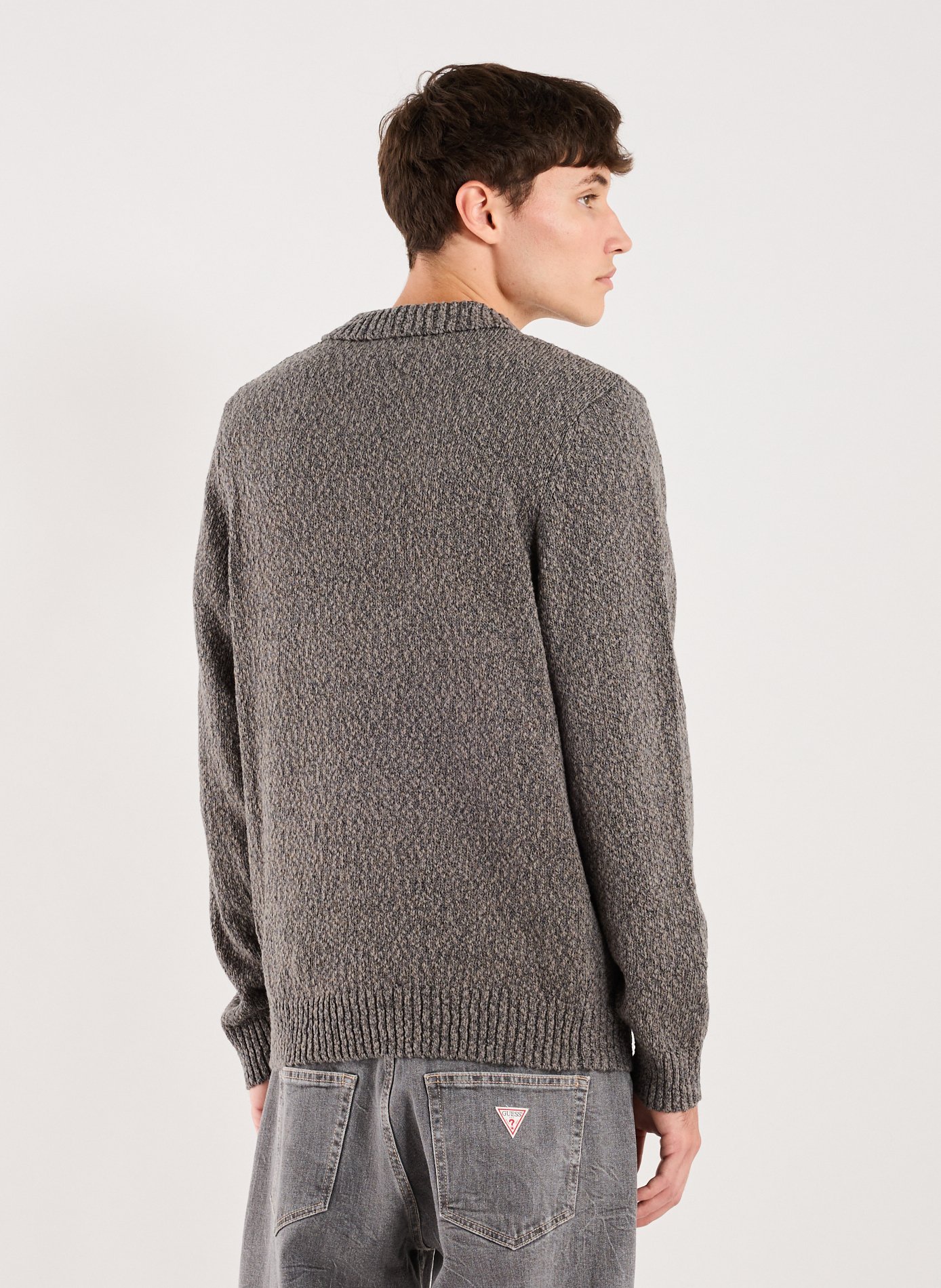 Pull polo en maille de coton LES DEUX Noir