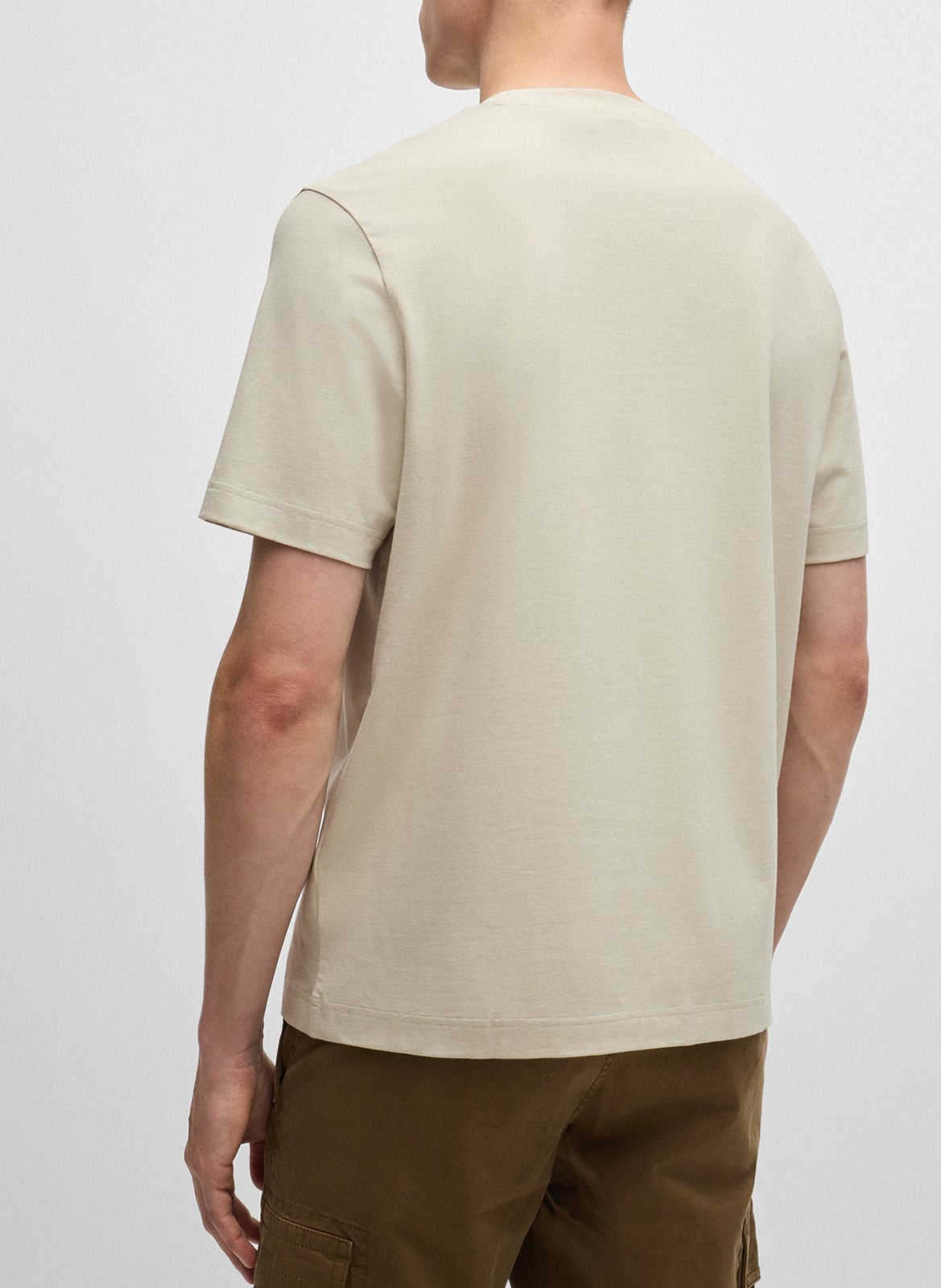 Tee-shirt col rond en coton mélangé BOSS Beige