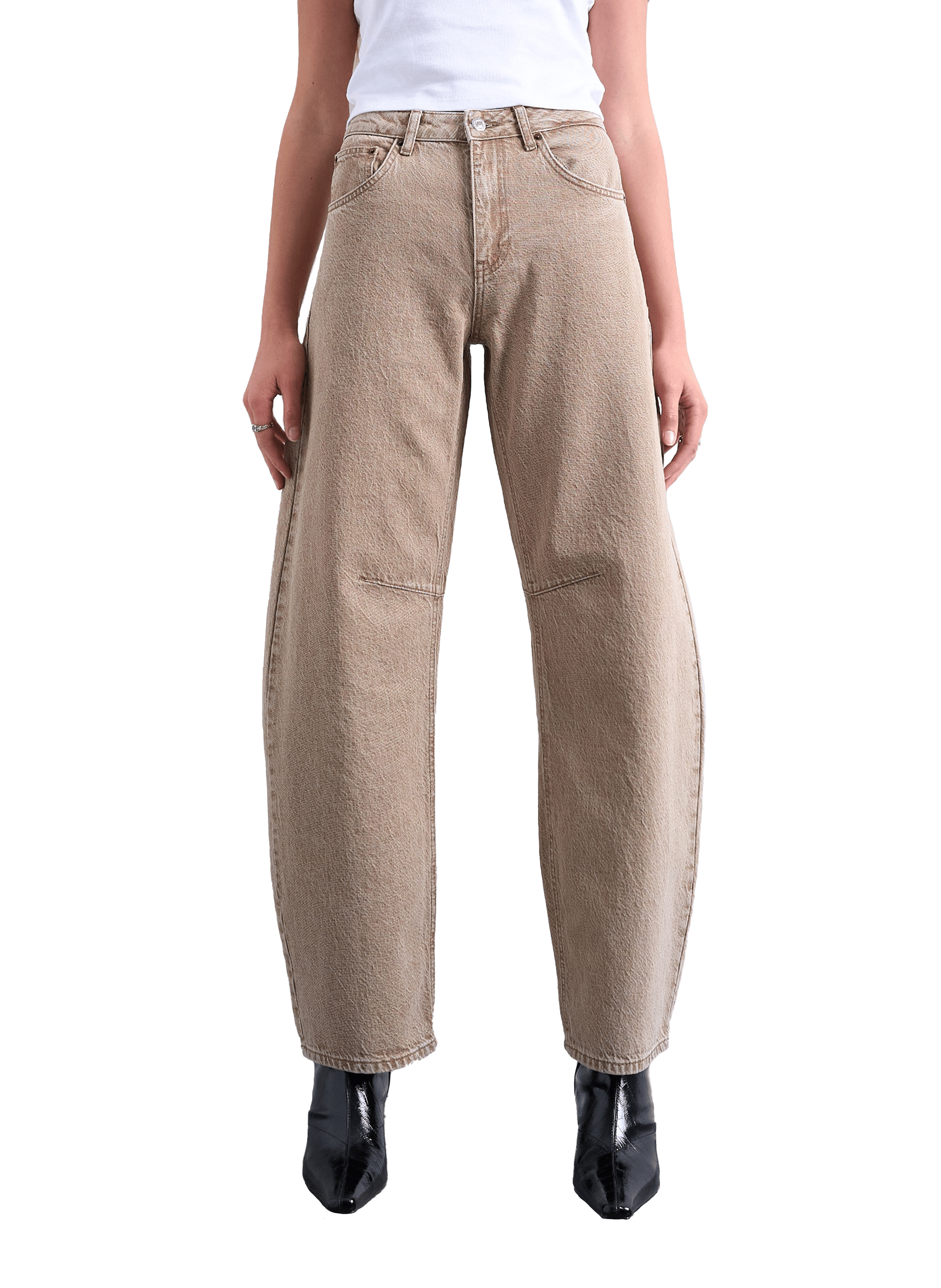TOPSHOP Jean large en coton Beige