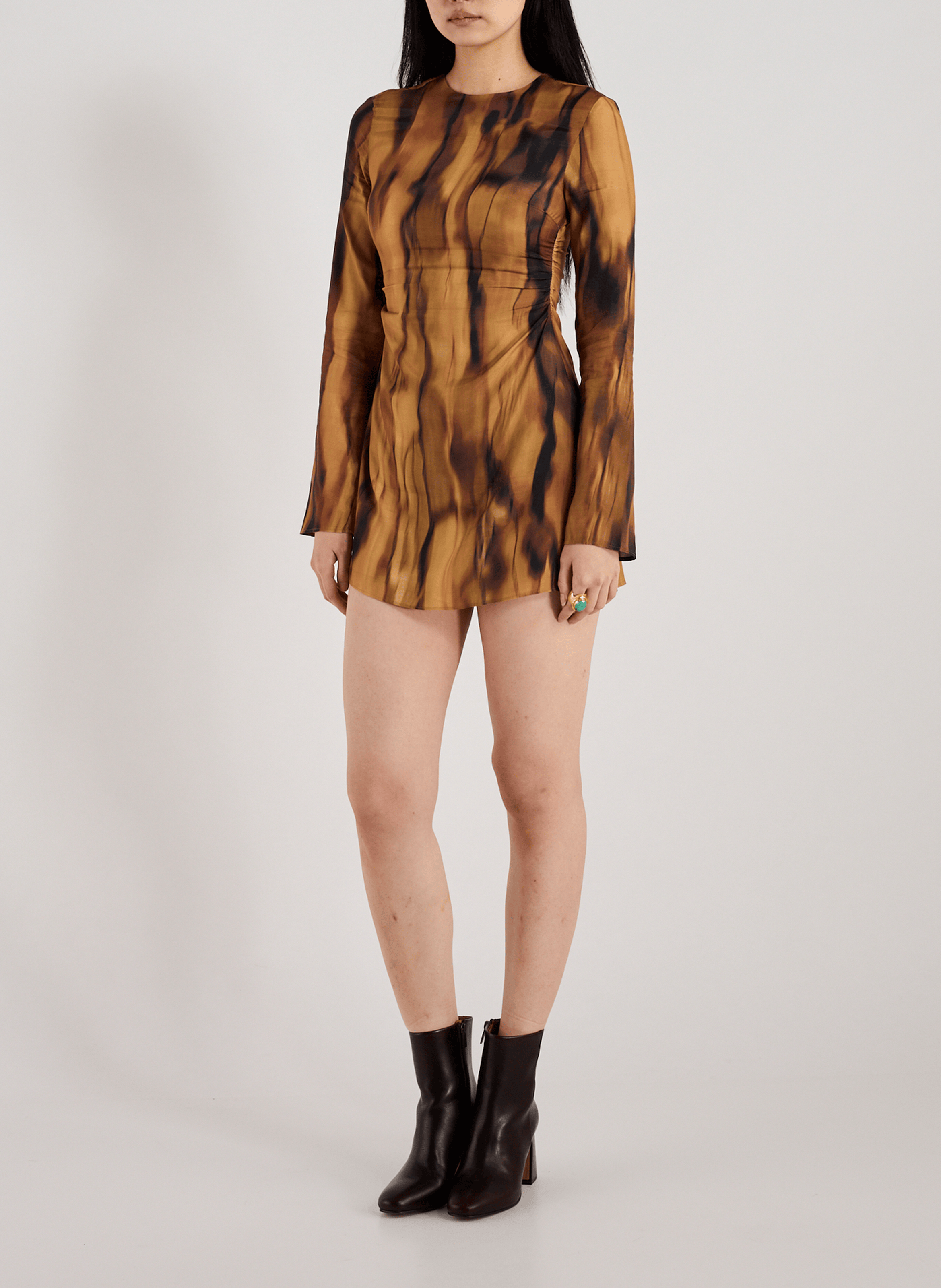 Robe courte à imprimé TOPSHOP Marron