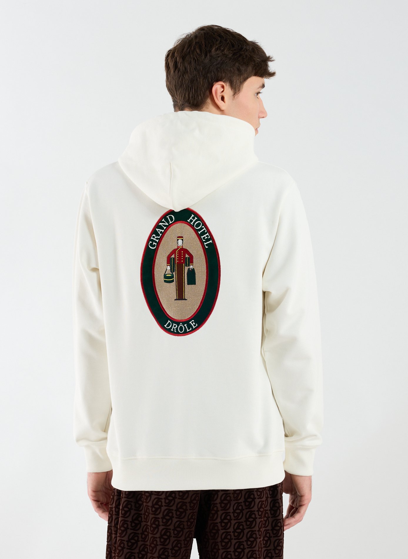 Sweat brodé à capuche en coton DROLE DE MONSIEUR Beige