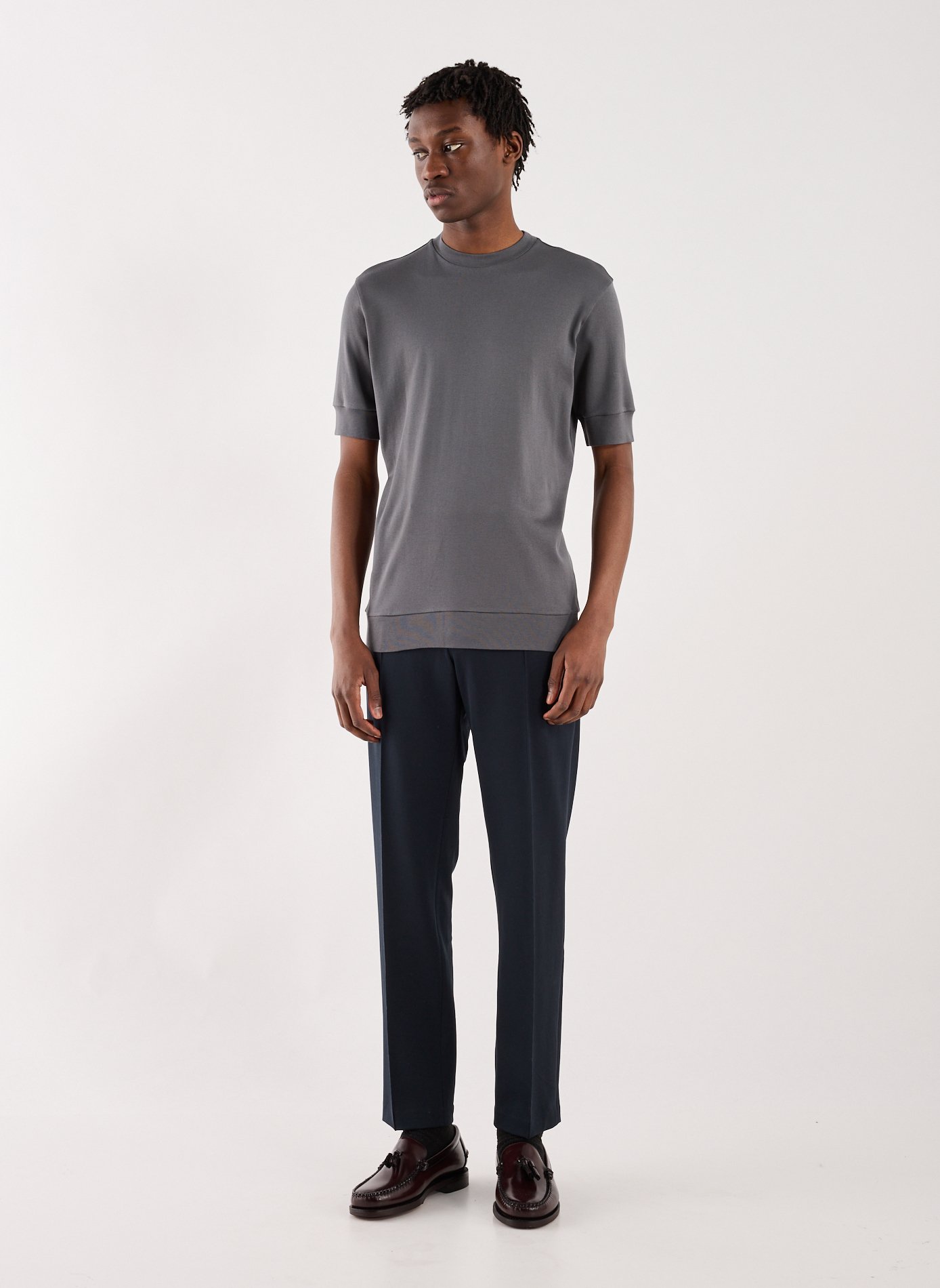 T-shirt col rond en coton STEFAN BRANDT Gris