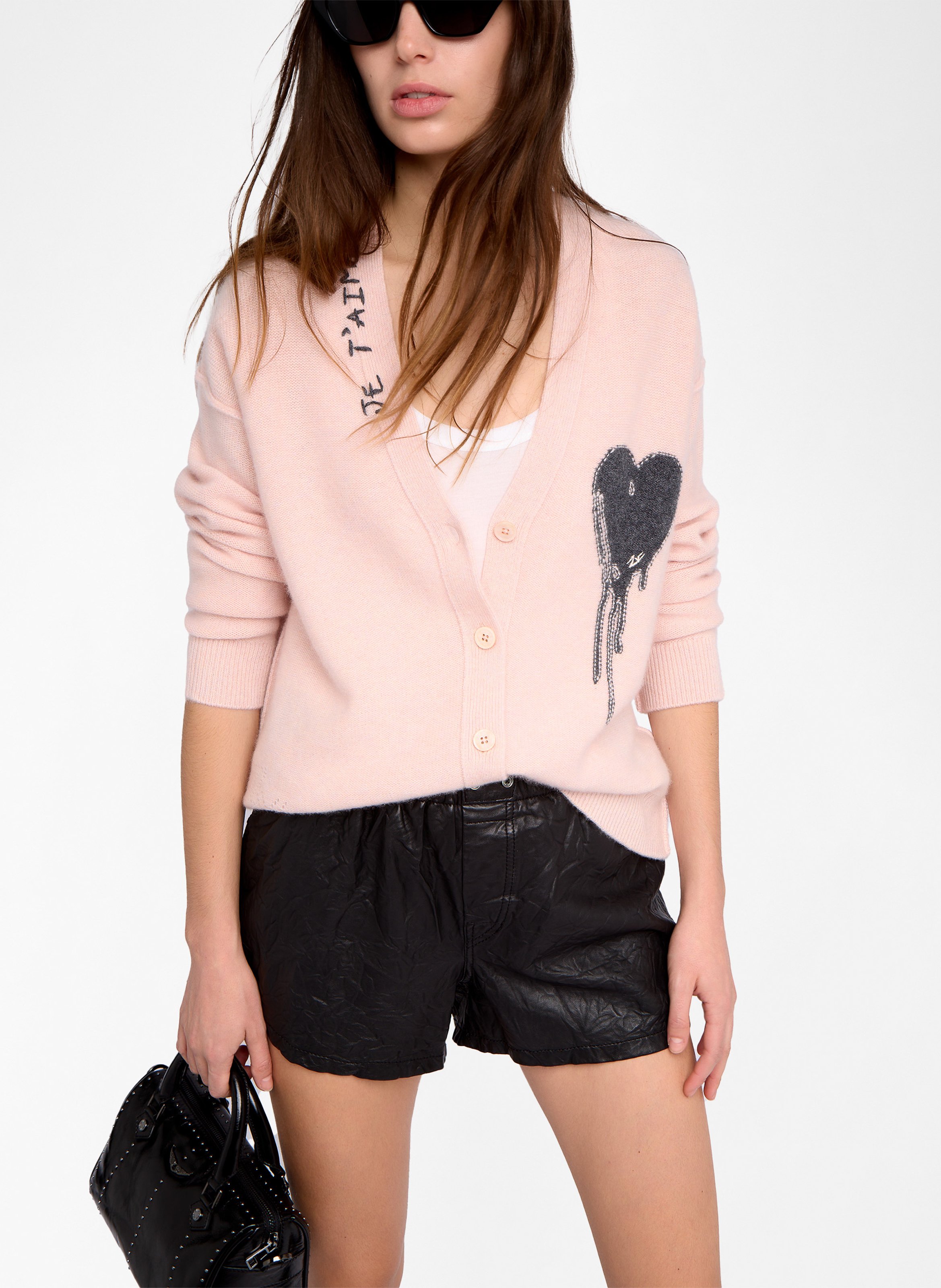 Gilet droit en cachemire mirkaz ZADIG&VOLTAIRE Rose