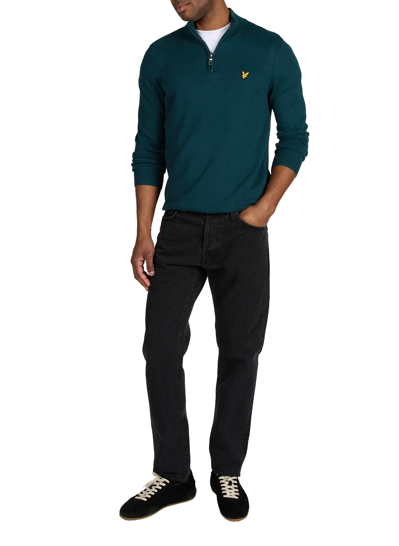 Pull col zippé en coton LYLE & SCOTT Vert
